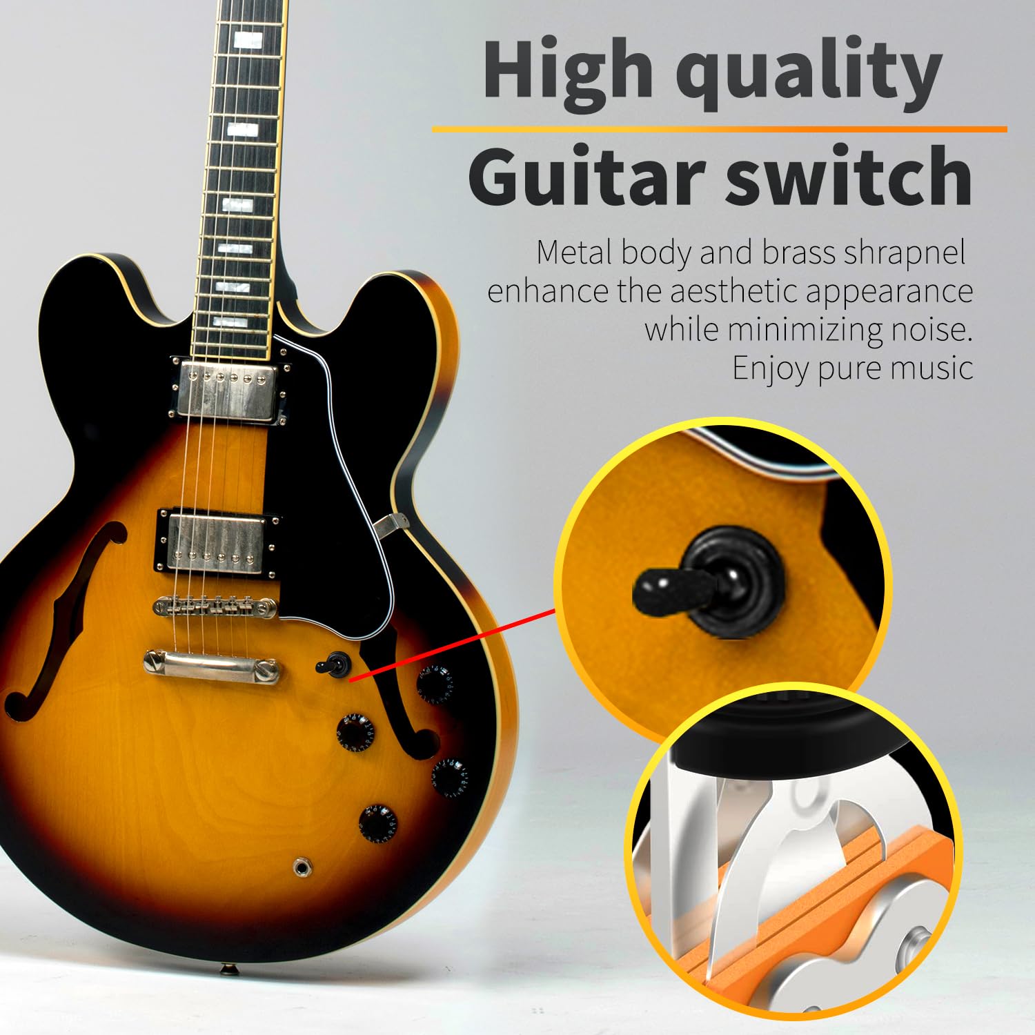 SAPHUE Guitar 3 Way Toggle Switch Position Short Straight Black Top Black Knobs for Gibon Epiphone Les Paul Electric Guitar Part