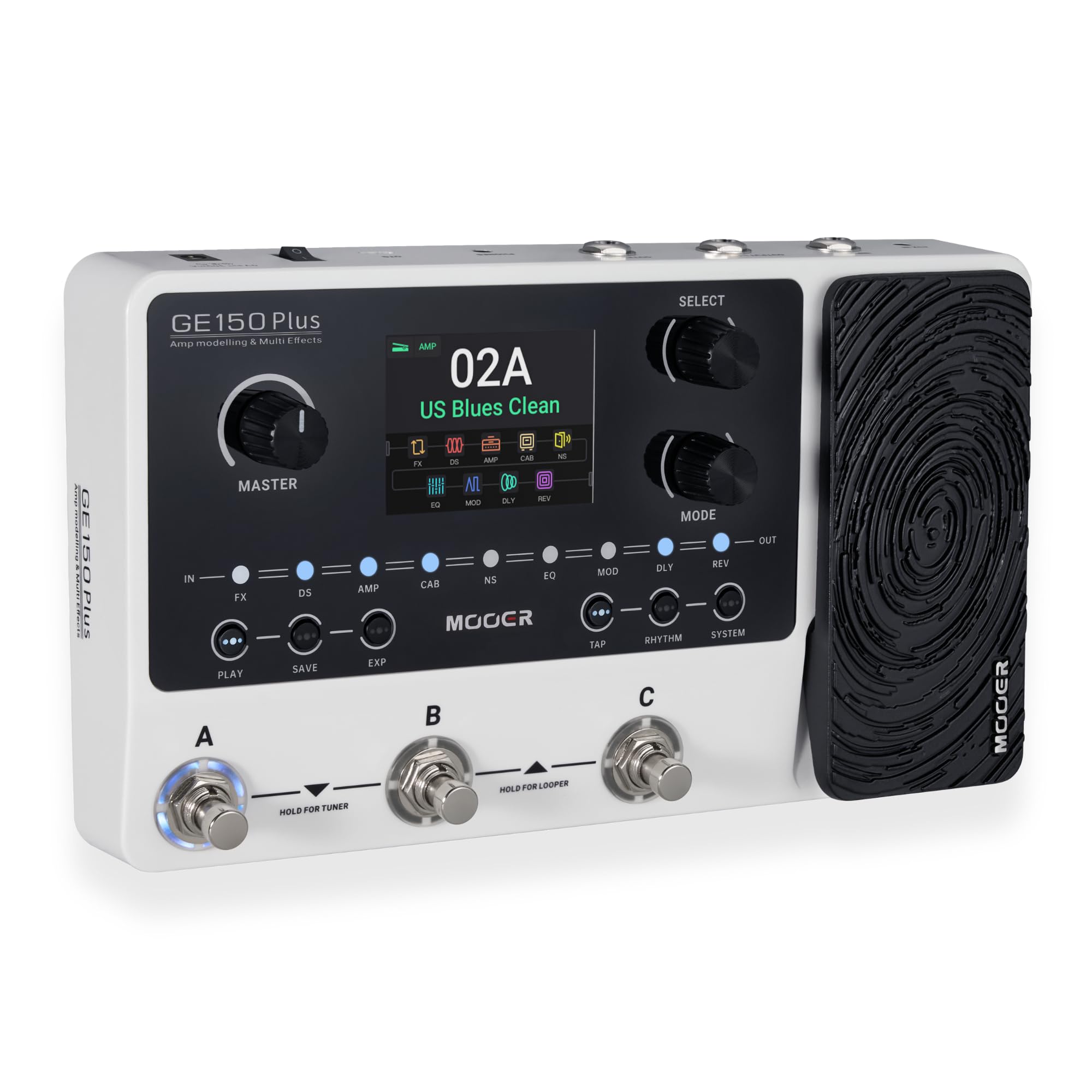 MOOER GE150 Plus New Compact Guitar Pedal Multi Effects Processor Preamp Cab Sim 3rd IR Loader Reverb Dealy Spill Over Funtion, 