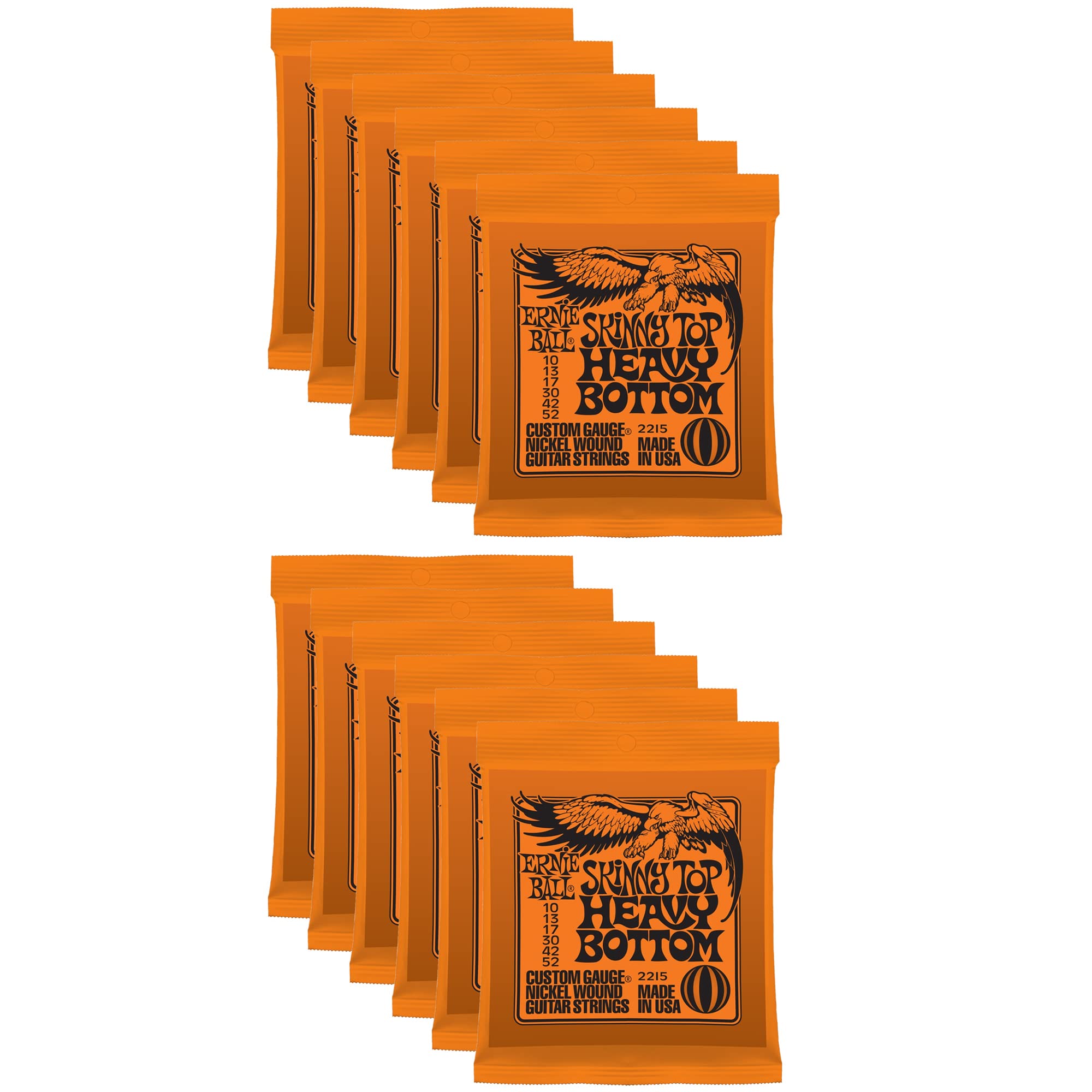 Ernie Ball 2215 Skinny Top Heavy Bottom 10-52 (12 Pack Bundle)