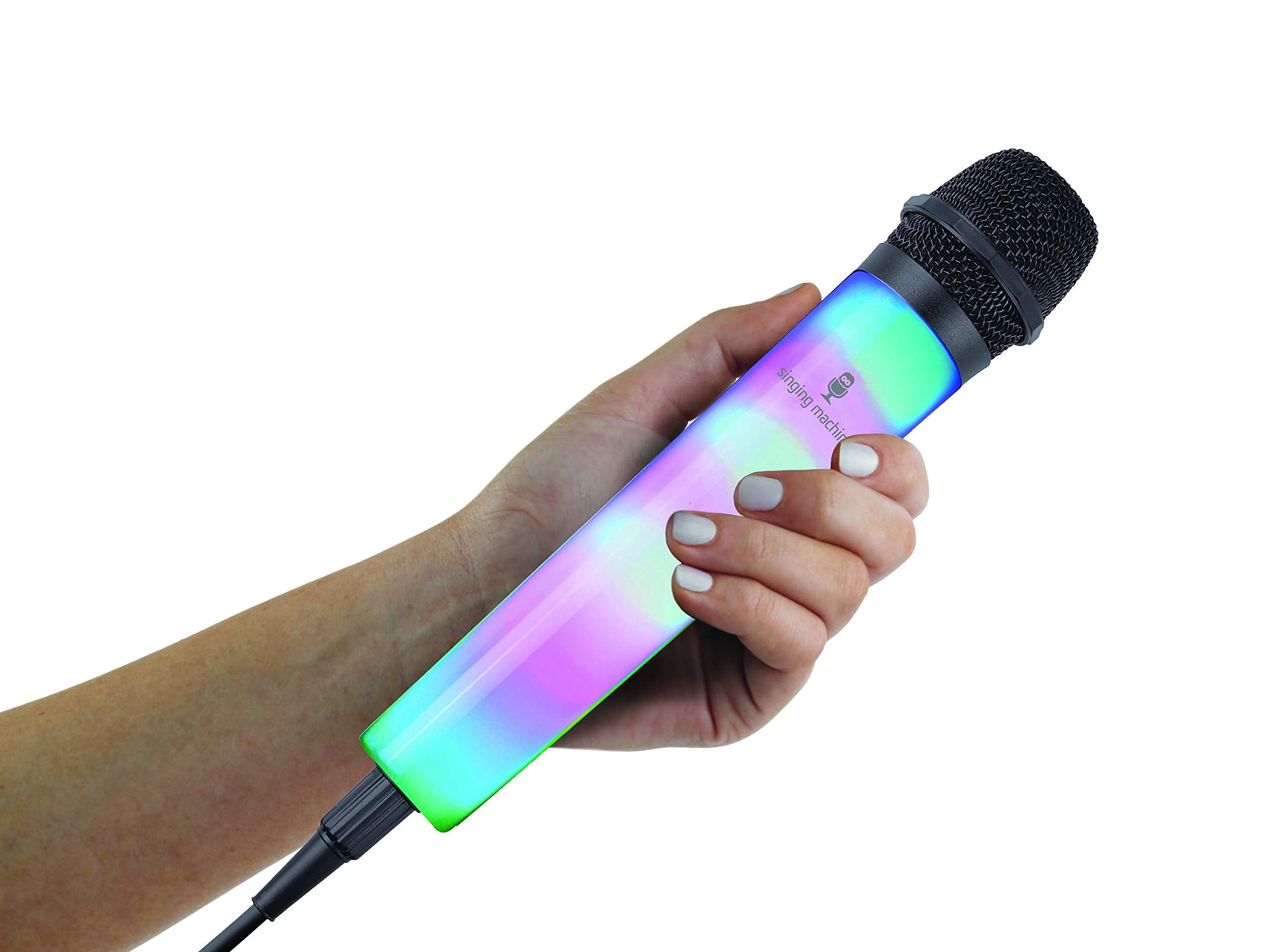 Singing Machine SMM225BK Unidirectional Wired Karaoke Microphone with LED Disco Lights, Black