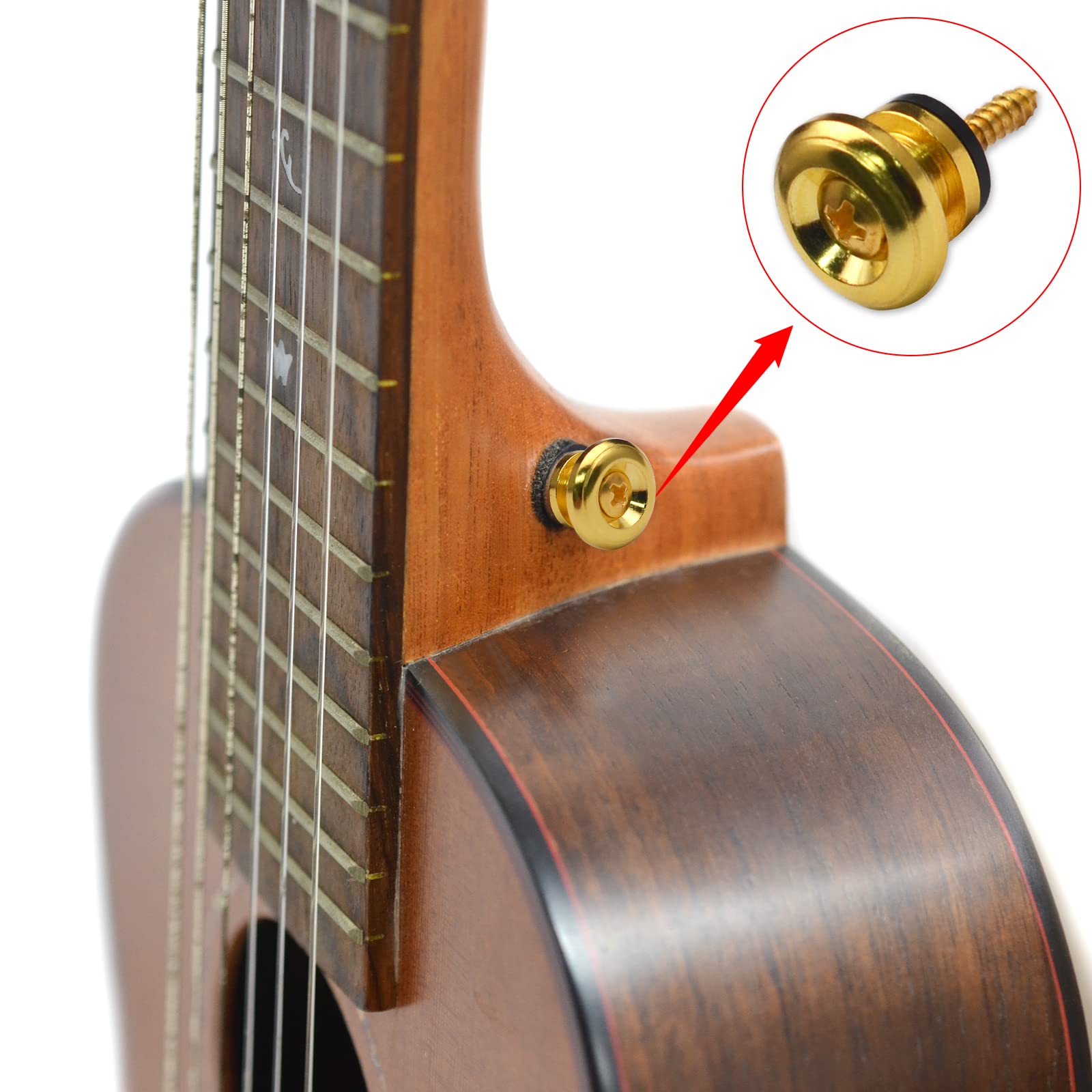 MAXCHEER 2PCS Mushroom Style Guitar Ukulele Bass Strap Lock Lock Metal Music Parts (Gold)