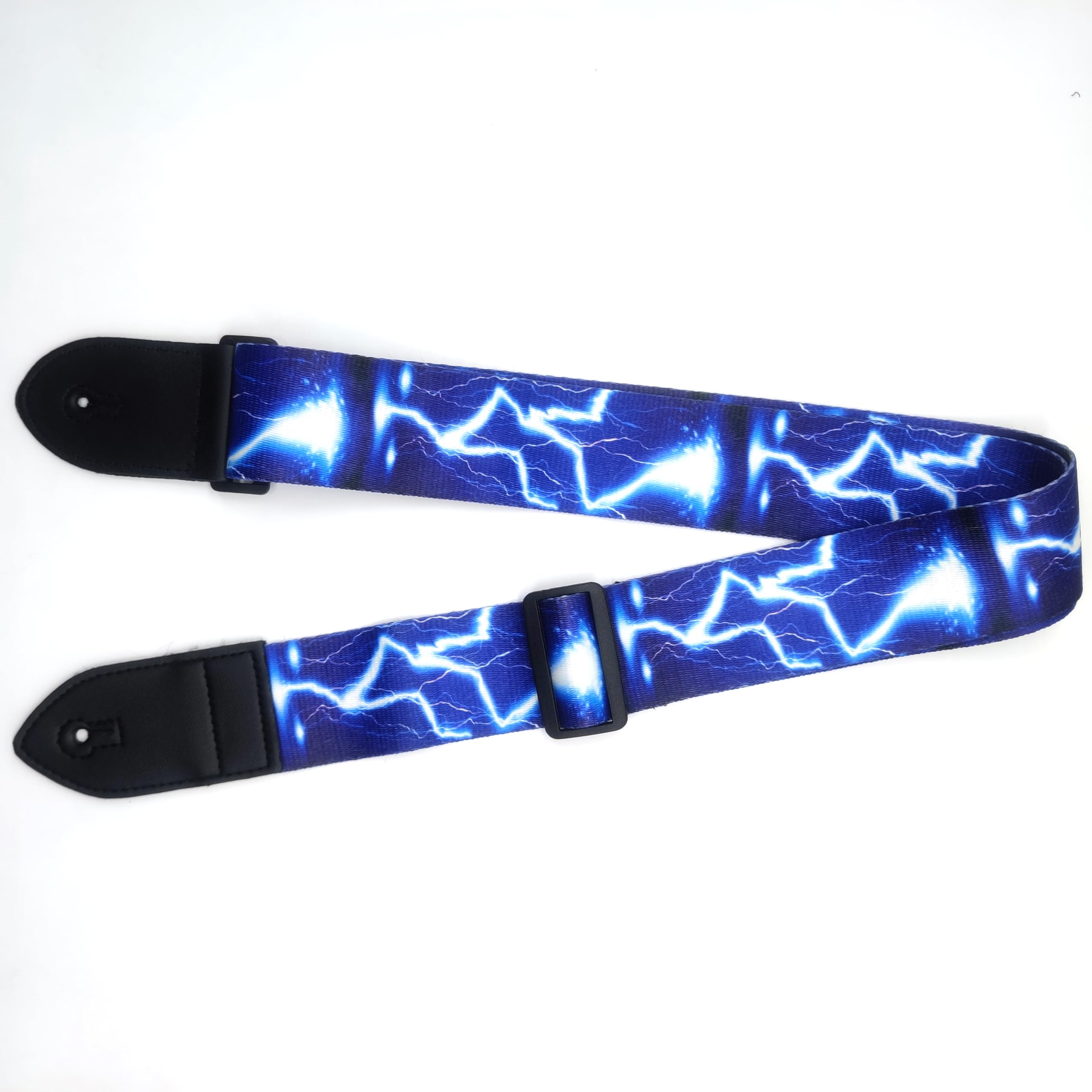 Rellocz 2 pcs Guitar Strap , Electric Guitar Straps with Leather Ends Adjustable For Electric, Bass& Acoustic Guitars (Blue Ligh