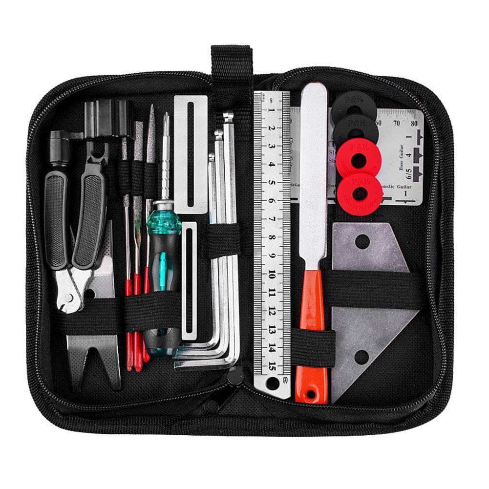Guitar Repair Maintenance Tool Kit,Full Set Musicians Guitar Care Kit 3 In 1 String Winder Leveling Ruler Fret Sanding File With
