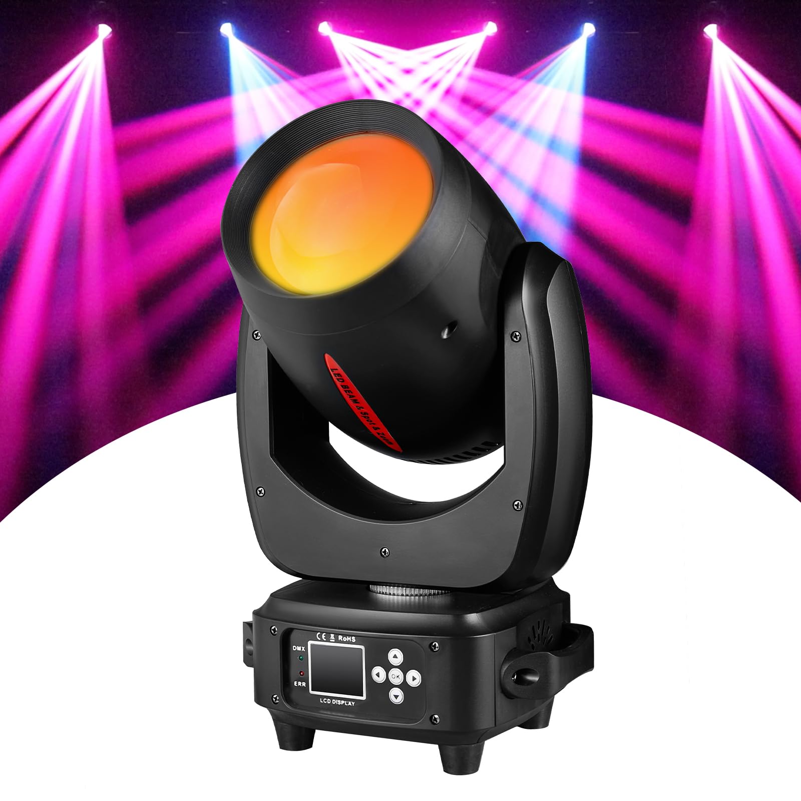 DJ Light Moving Head 180W LED Spot Beam Zoom Lighting 14 Gobos 12 Colors Rotating prisms RDM DMX Stage Lights for Disco Club Par