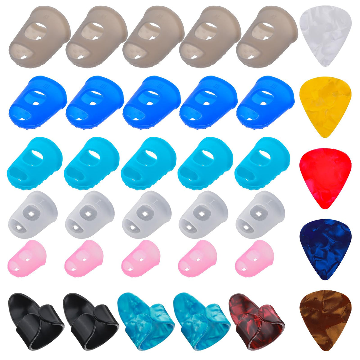 35 Pcs Silicone Guitar Finger Protector Guitar Fingertip Guards 5 Sizes Anti Slip Fingertip Protectors Fingertip Protection Cove