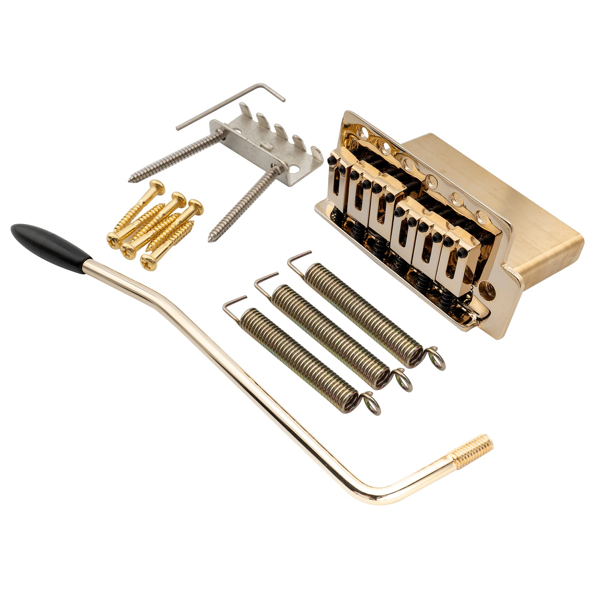 Musiclily Pro 52.5Mm Modern 6-Screw Tremolo Bridge 40Mm Solid Brass Block For Squier Strat Style Electric Guitar, Gold