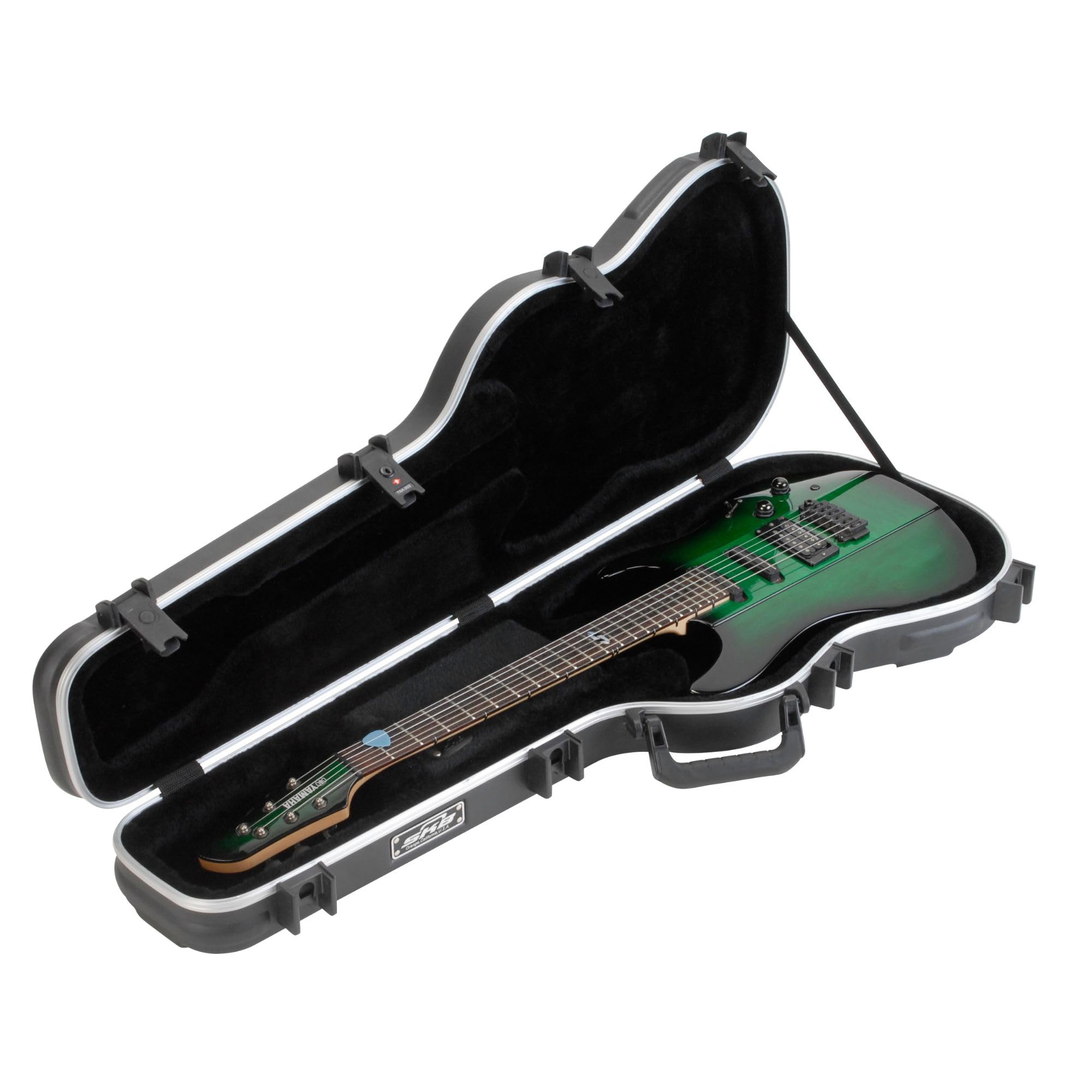 SKB Cases Standard Electric Guitar Shaped Case with TSA Recognized Locking Latch, Molded-In Bumper Protection and Fully Plush Li