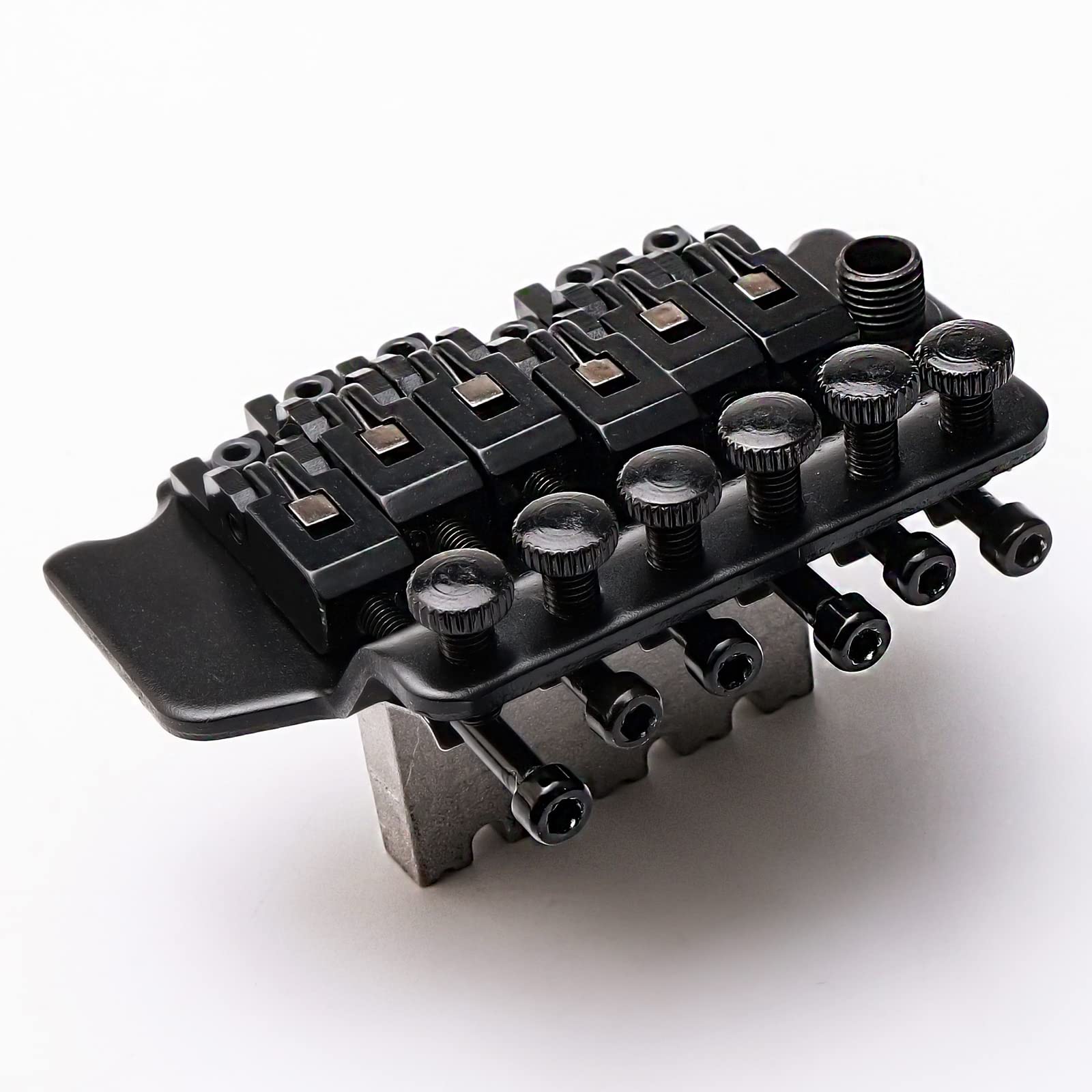 Swhmc Black Guitar Tremolo Bridge with Bar Double Strat Locking for Floyd Rose Type and 6R Sealed Gear Tuning Pegs Keys Machine
