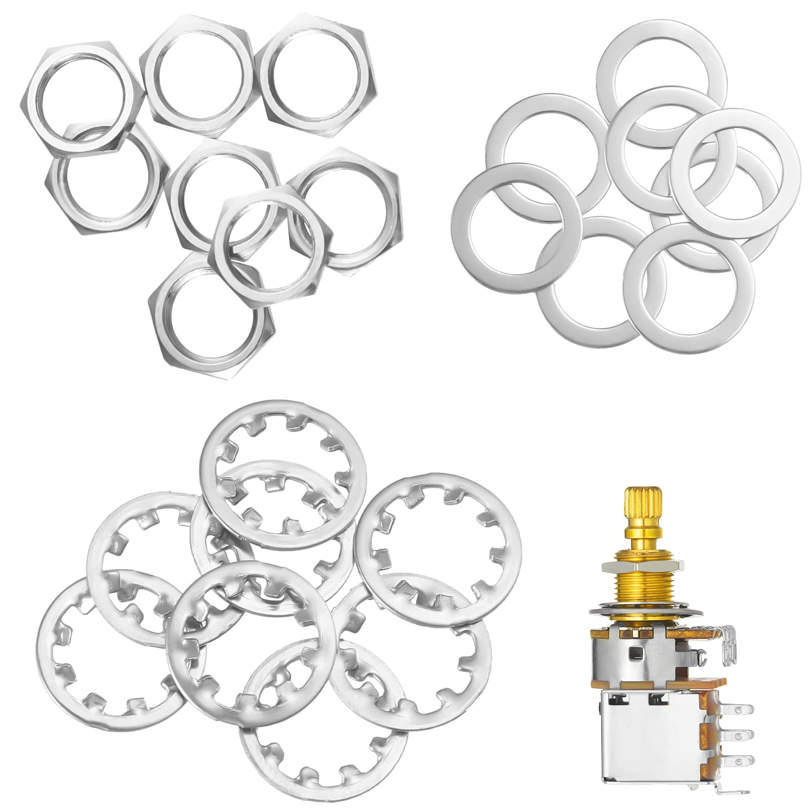 Set Of 8 Guitar Nuts, Washers And Lock Washers For Us Cts Pots And Jacks