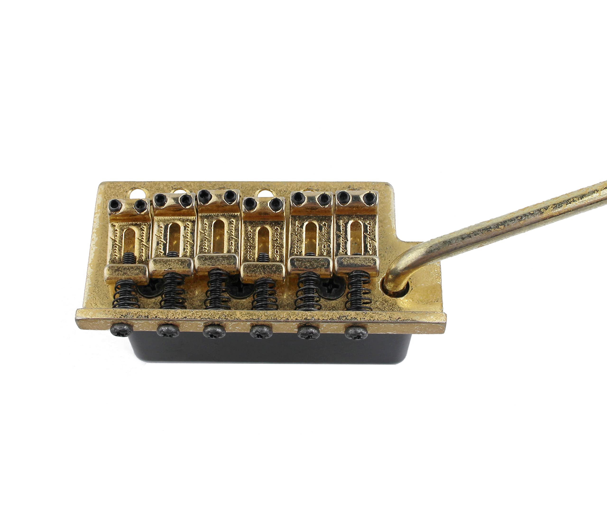 Guyker Tremolo Bridge Vintage Bent Steel Saddles Compatible with Start ST Electric Guitar (GK-1004, Gold Old)