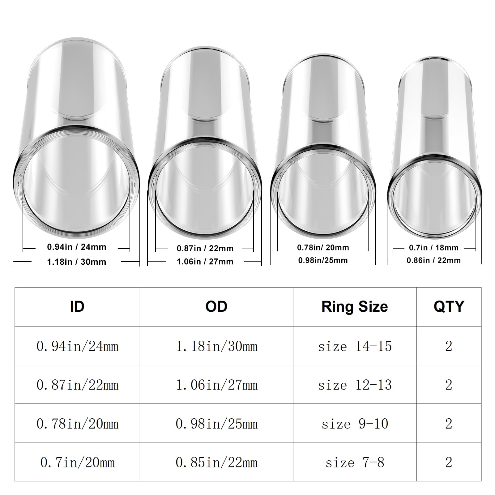 LIFEHIM 8pcs Glass Guitar Slide for Electric and Acoustic: Finger Knuckle Slide Guitar Multisize with Extra Large Guitar Slides