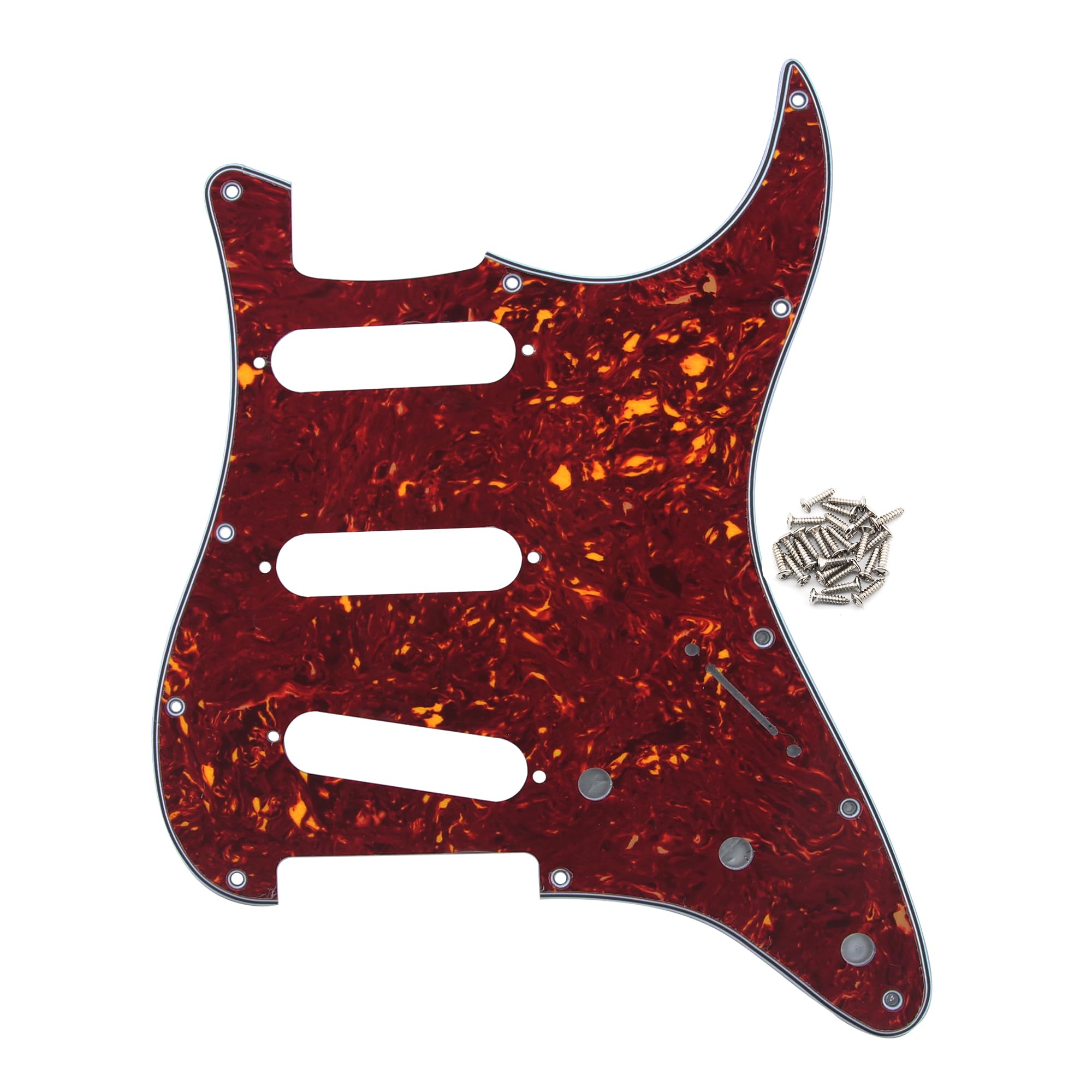 FLEOR 11 Holes ST Style Pickguard SSS Guitar Pickguard Pick Guard Scratchplate with Screws Set,4Ply Red Tortoise Shell