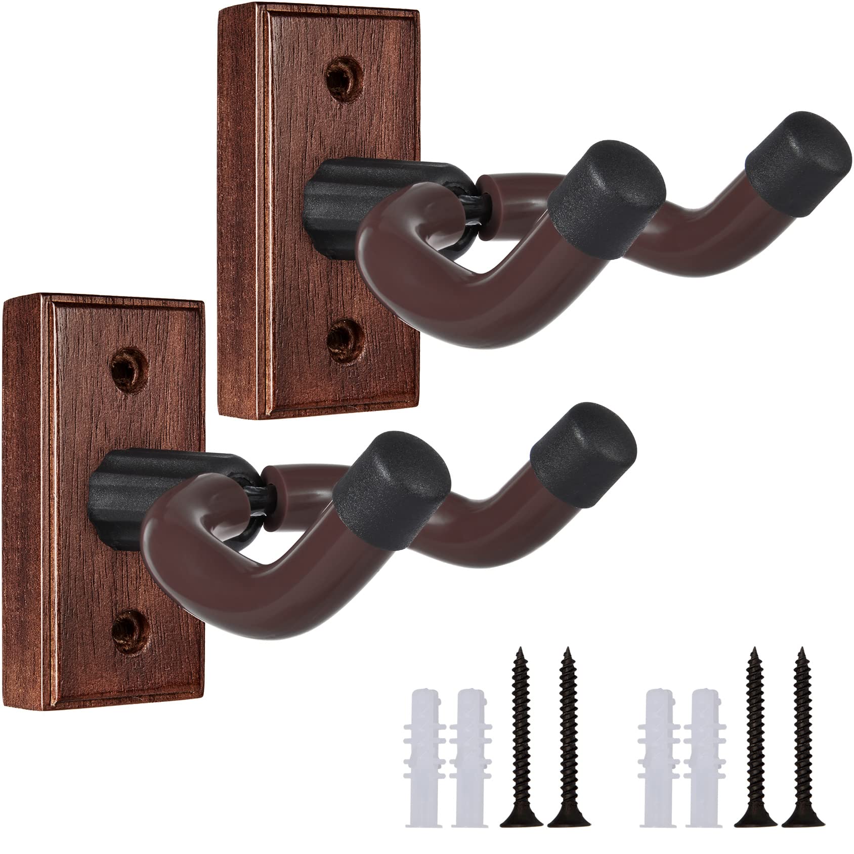 Guitar Wall Mount 2 Pack Wood Guitar Hanger For Safe Storage And Display Sturdy Wall Hanger For Acoustic Electric Guitar Bass Ba