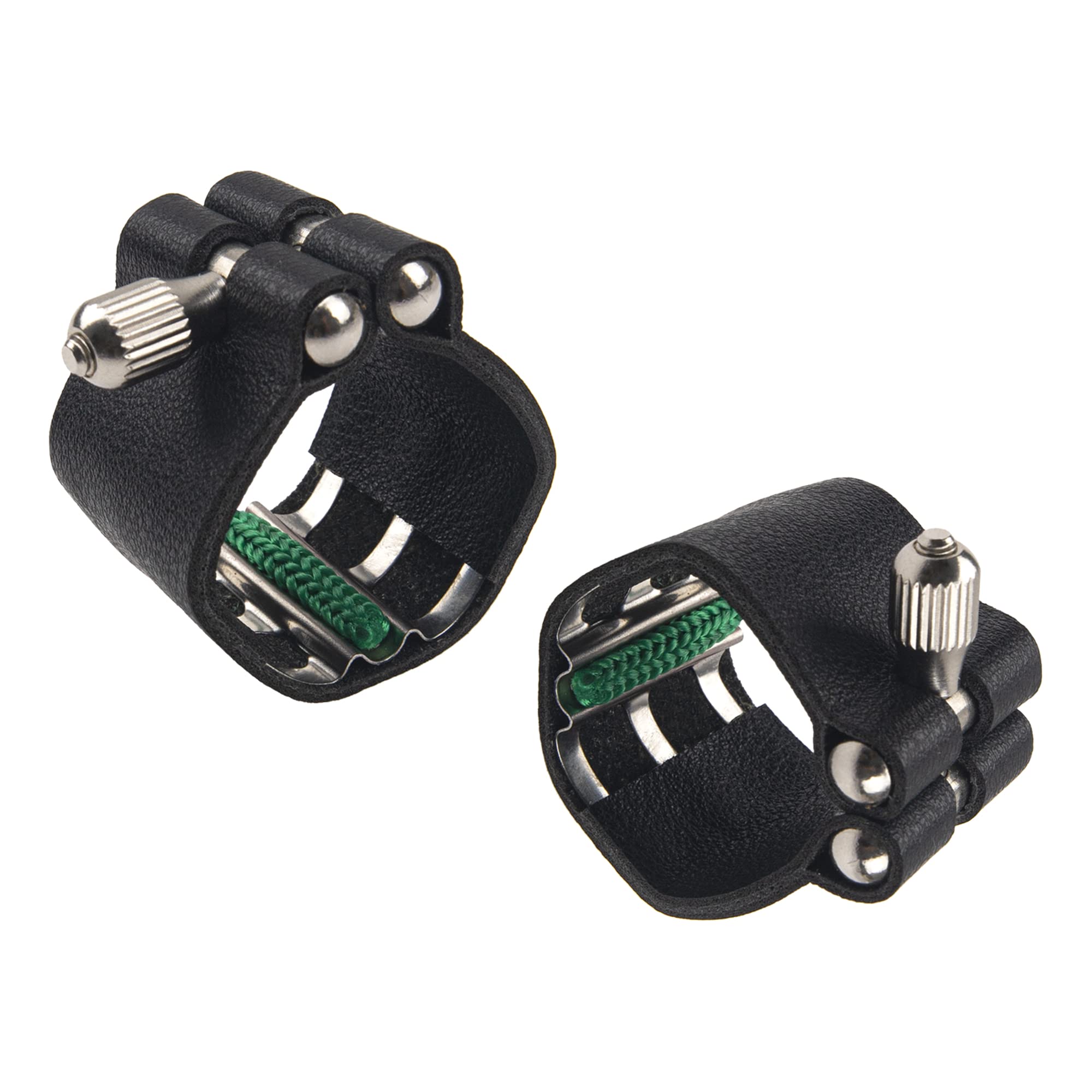 2Pcs Yootones Black Artificial Leather Saxophone Mouthpiece Sax Ligature Fastener Compatible With Saxophone Rubber Mouthpiece (T