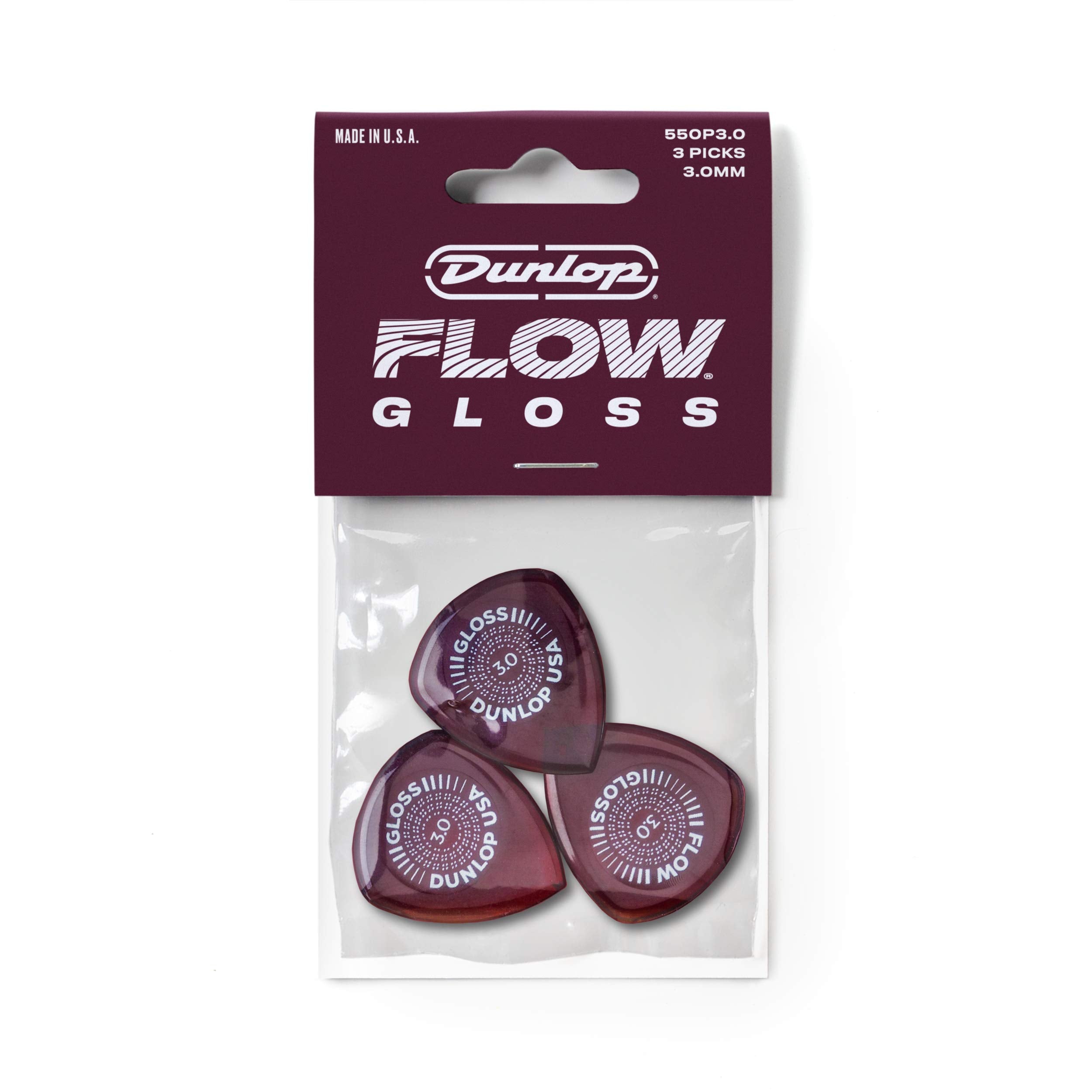 Jim Dunlop Flow Gloss 3.0mm Guitar Picks-3 Pack