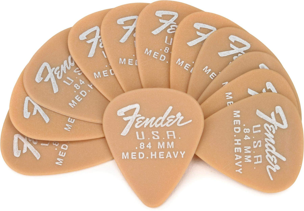 Fender Dura-Tone Delrin Guitar Picks 351 Shape, Guitar Accessories, Butterscotch Blonde, 0.84Mm, 12-Pack