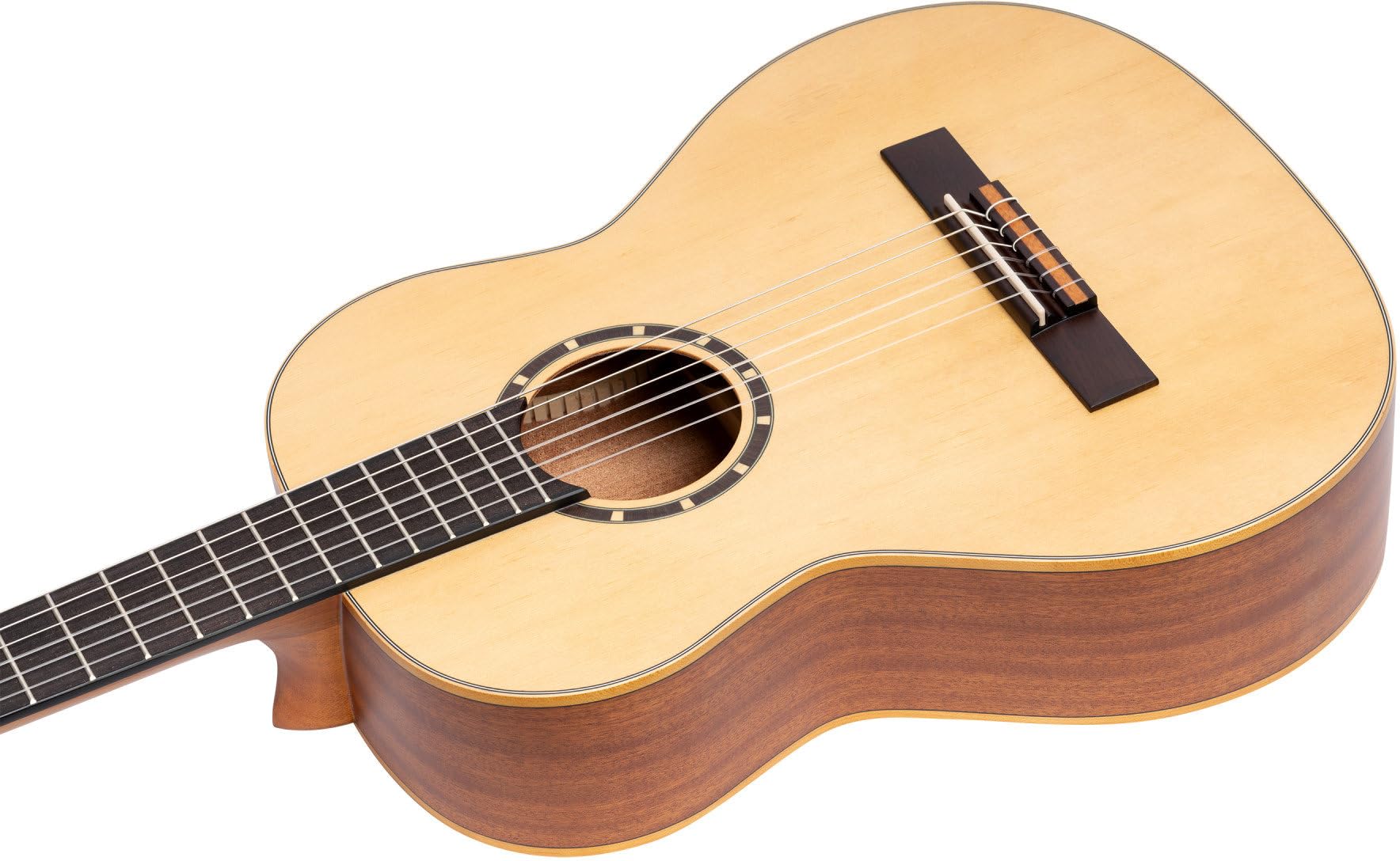 Ortega Guitars 6 String Family Series 3/4 Size Left-Handed Nylon Classical Guitar w/Bag, Spruce Top-Natural-Satin, (R121L-3/4)
