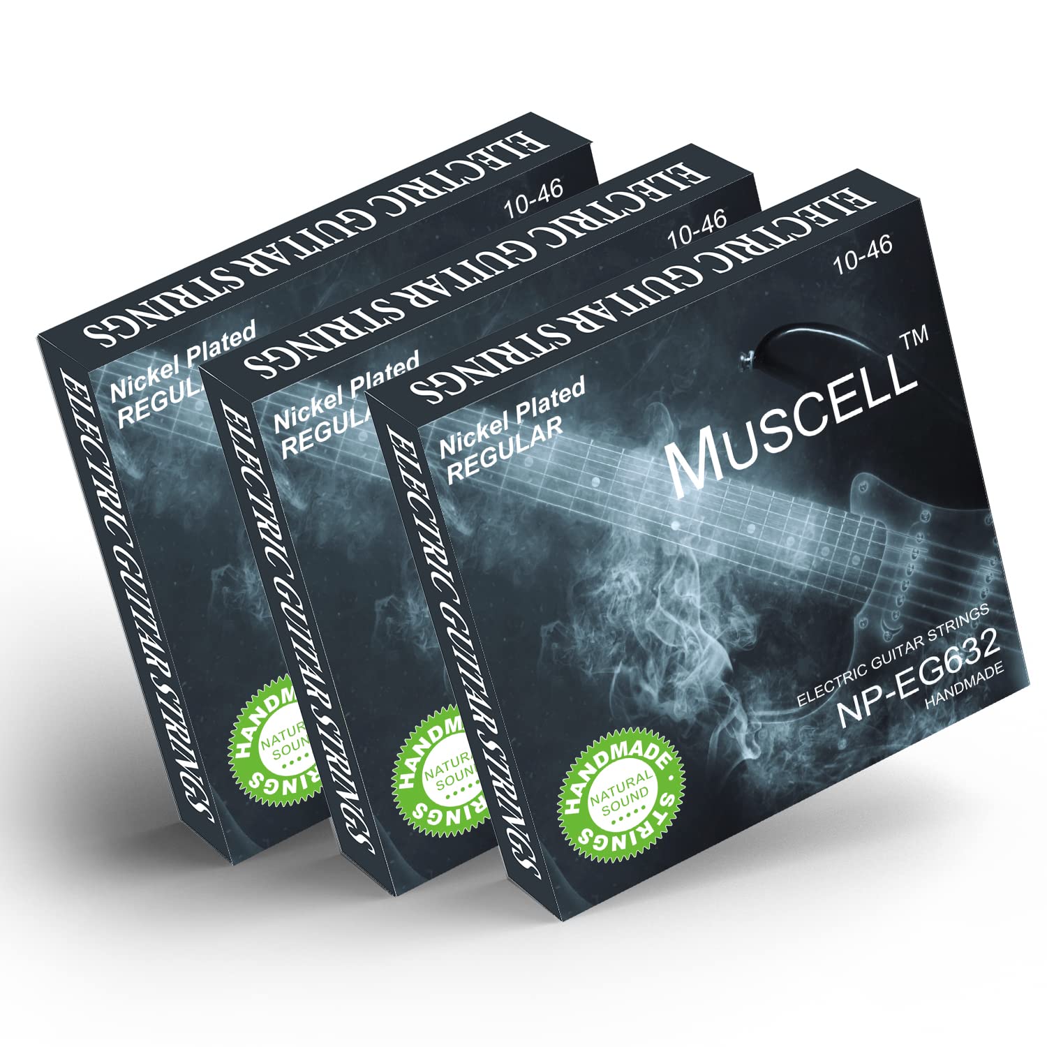 Muscell Electric Guitar Strings Handmade Nickel Plated Hex Steel Colorful Ball End-3 Packs-6 String-Regular 10-46