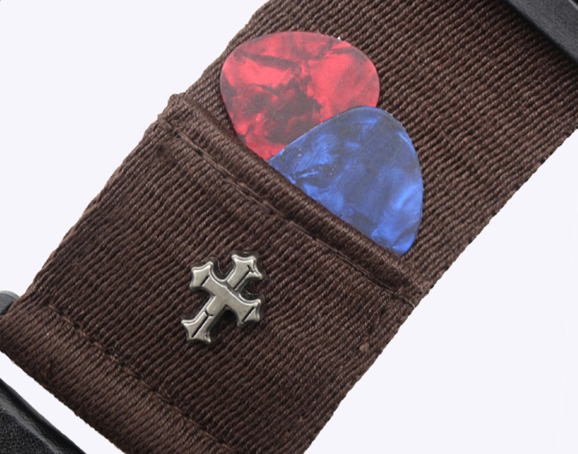 CC CAIHONG Guitar Strap, Bass Guitar Straps Acoustic Electric Woven Simple Leather Ends Adjustable Vintage with Pick Pocket - Br