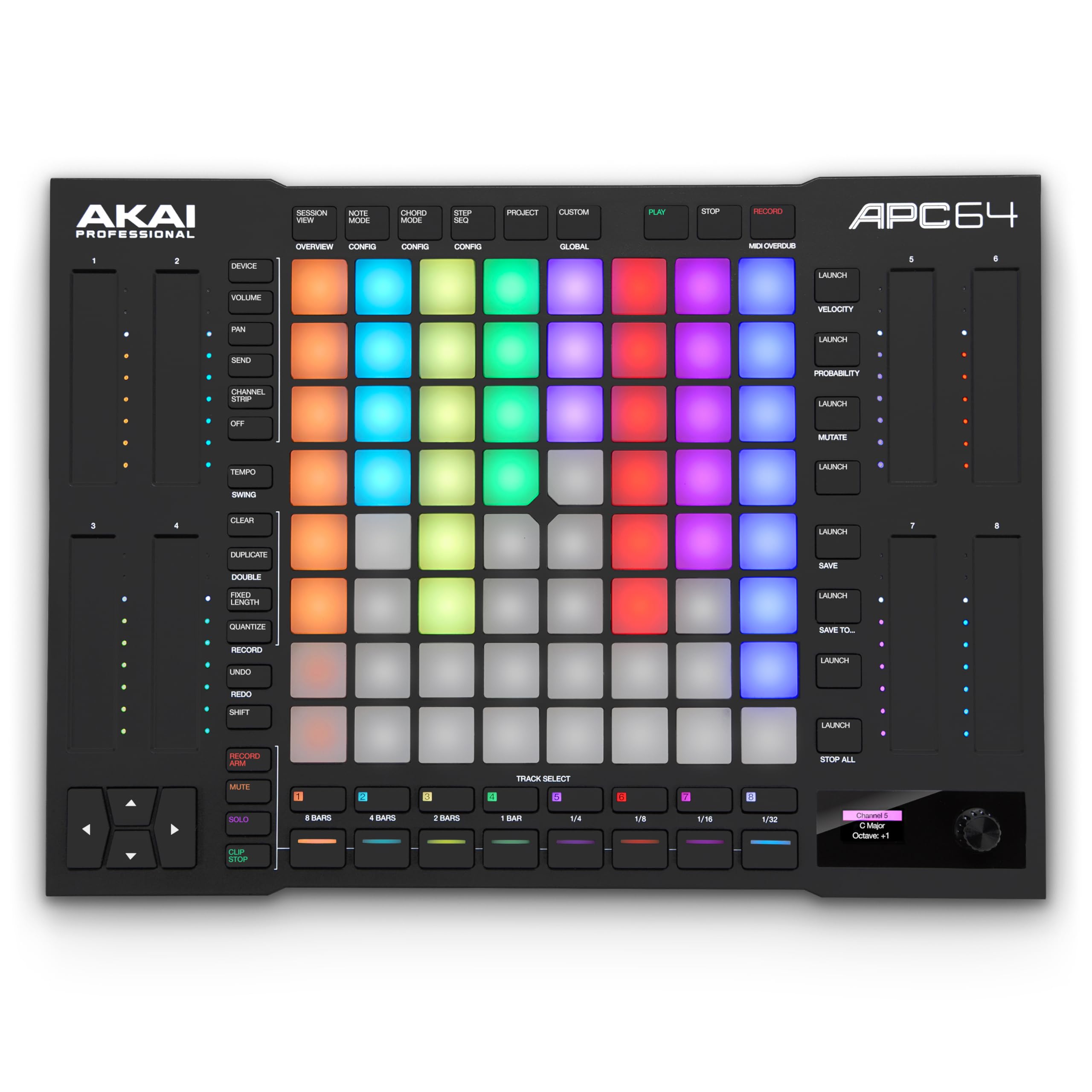 AKAI Professional APC64 Ableton MIDI Controller with 8 Touch Strips, Step Sequencer, 64 RGB Velocity-Sensitive Pads, CV Gates, M