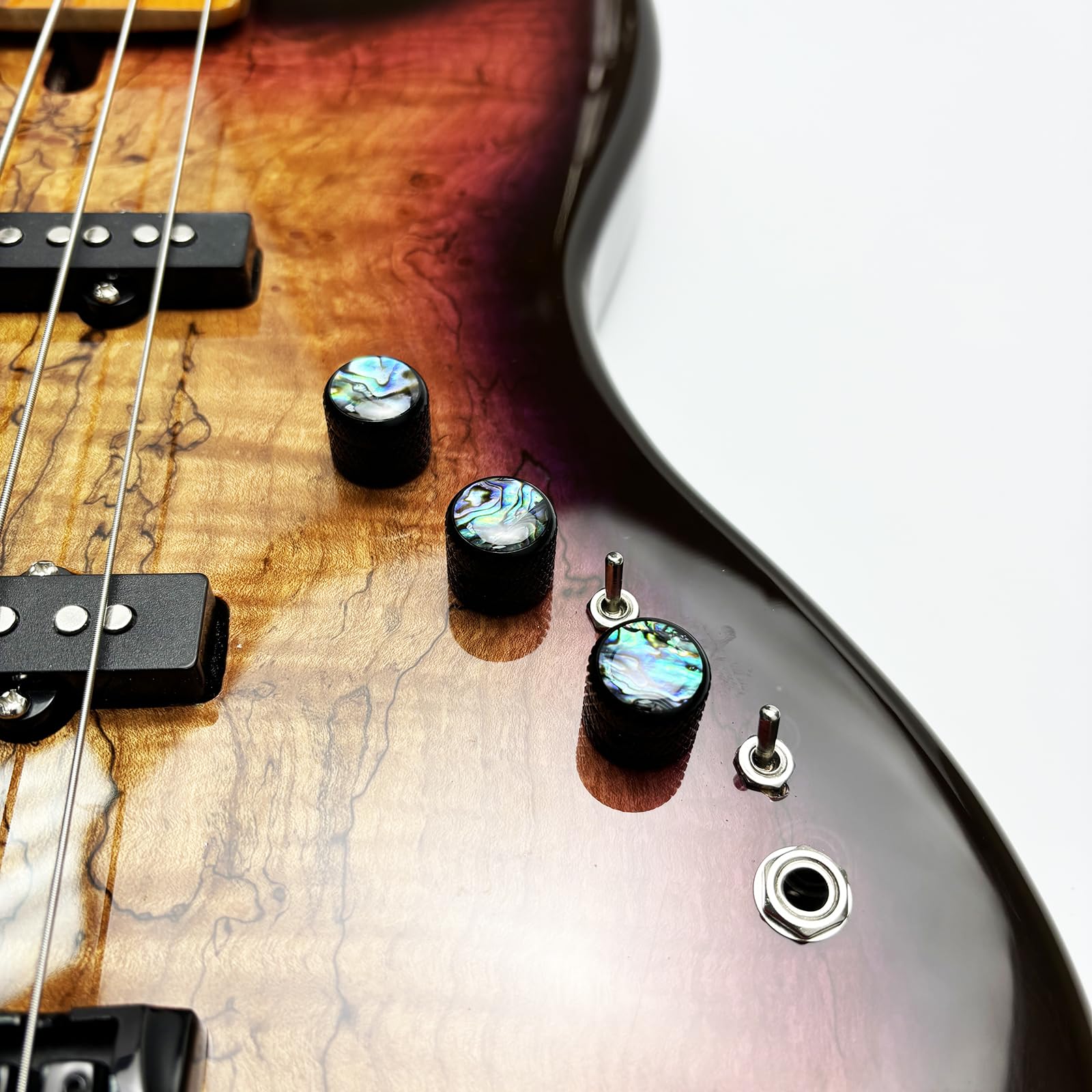 OVSAL 3Pcs Electroplated Black Bass Guitar Knobs Abalone Shell Dome Guitar Volume Tone Metal Knobs Electric Guitar Parts for Fed