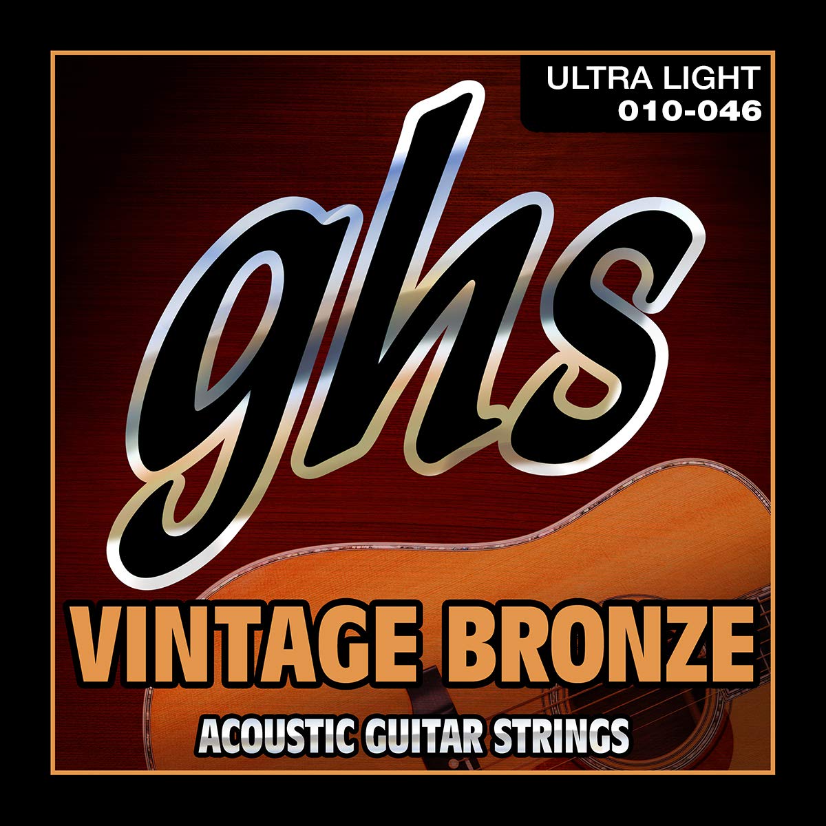 Ghs Strings Vn-Ul Vintage Bronze Acoustic Guitar Strings, 6 Set, Ultra Light (010-046)
