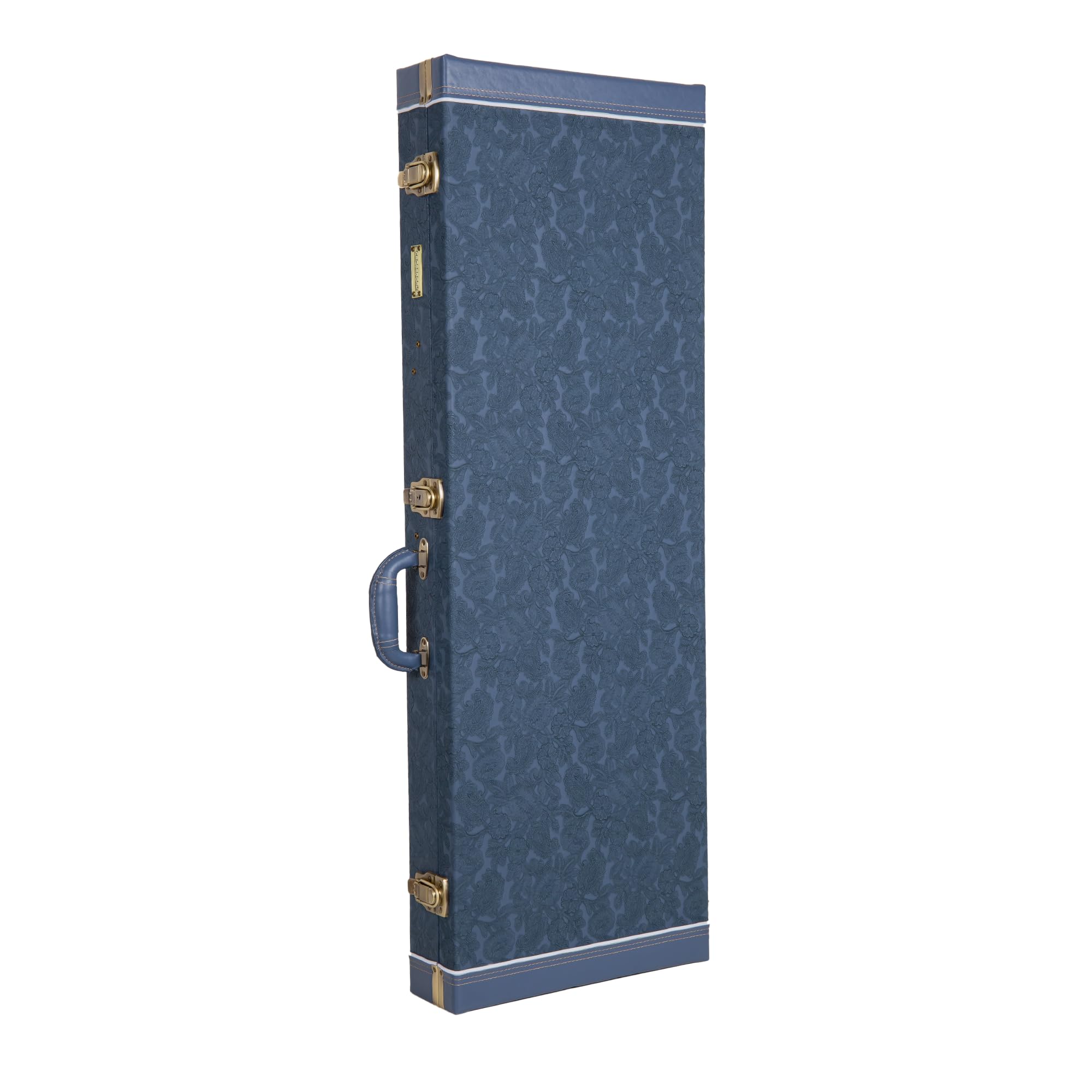 Crossrock Relief Series Electric Guitar Case for Strat & Tele | Carved Smoke Blue Finish, Monochrome Blue Velvet Interior, Lock