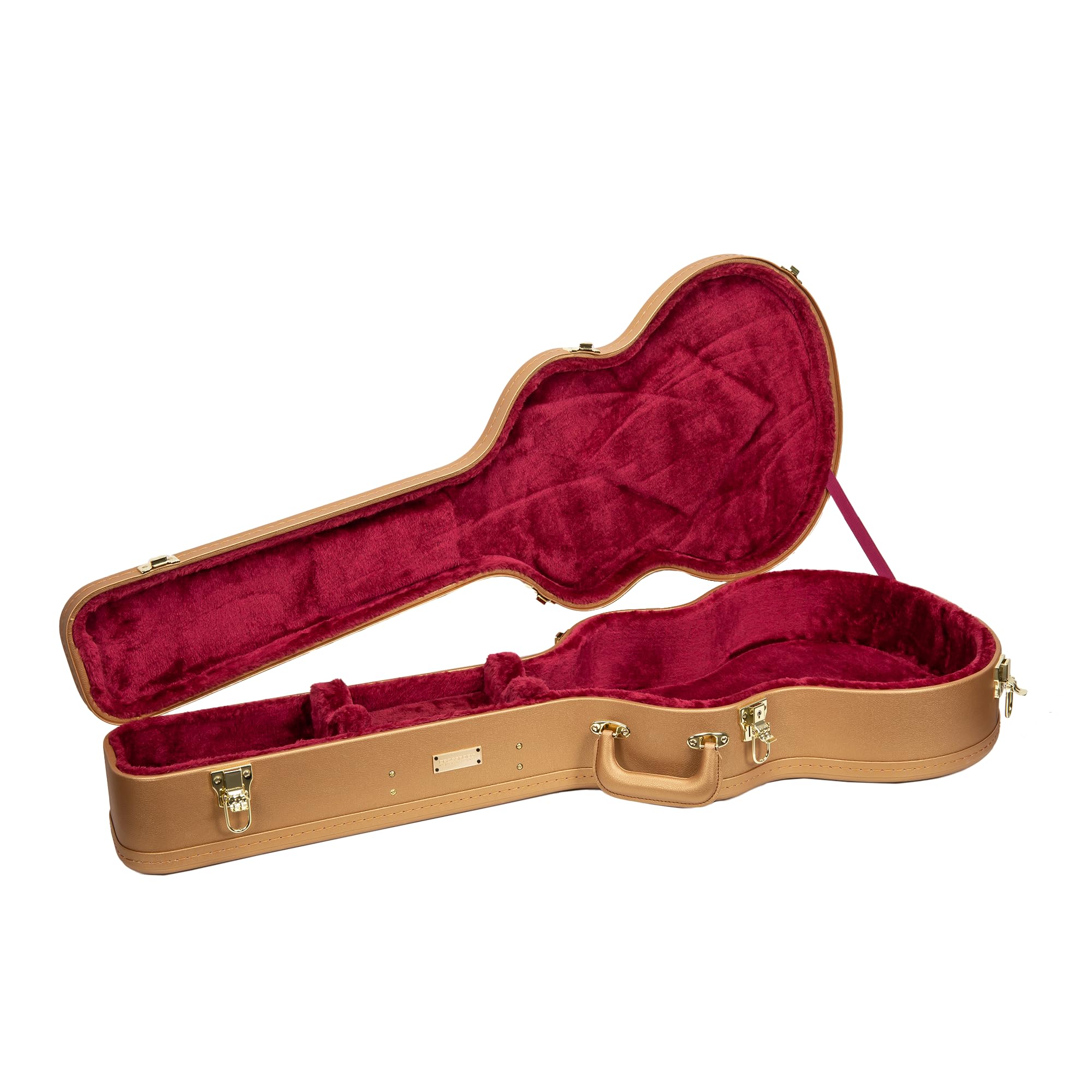 Crossrock Super Jumbo Acoustic Guitar Case For Gibson Sj-200 | Luxury Gold Finish, Reinforced Archtop, Security Lock, Hidden Sto