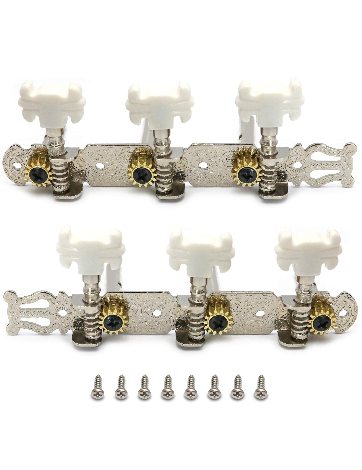 Metallor Classical Guitar Tuning Pegs Chrome Plated Machine Heads Tuning Keys Tuners Single Hole 3L 3R.