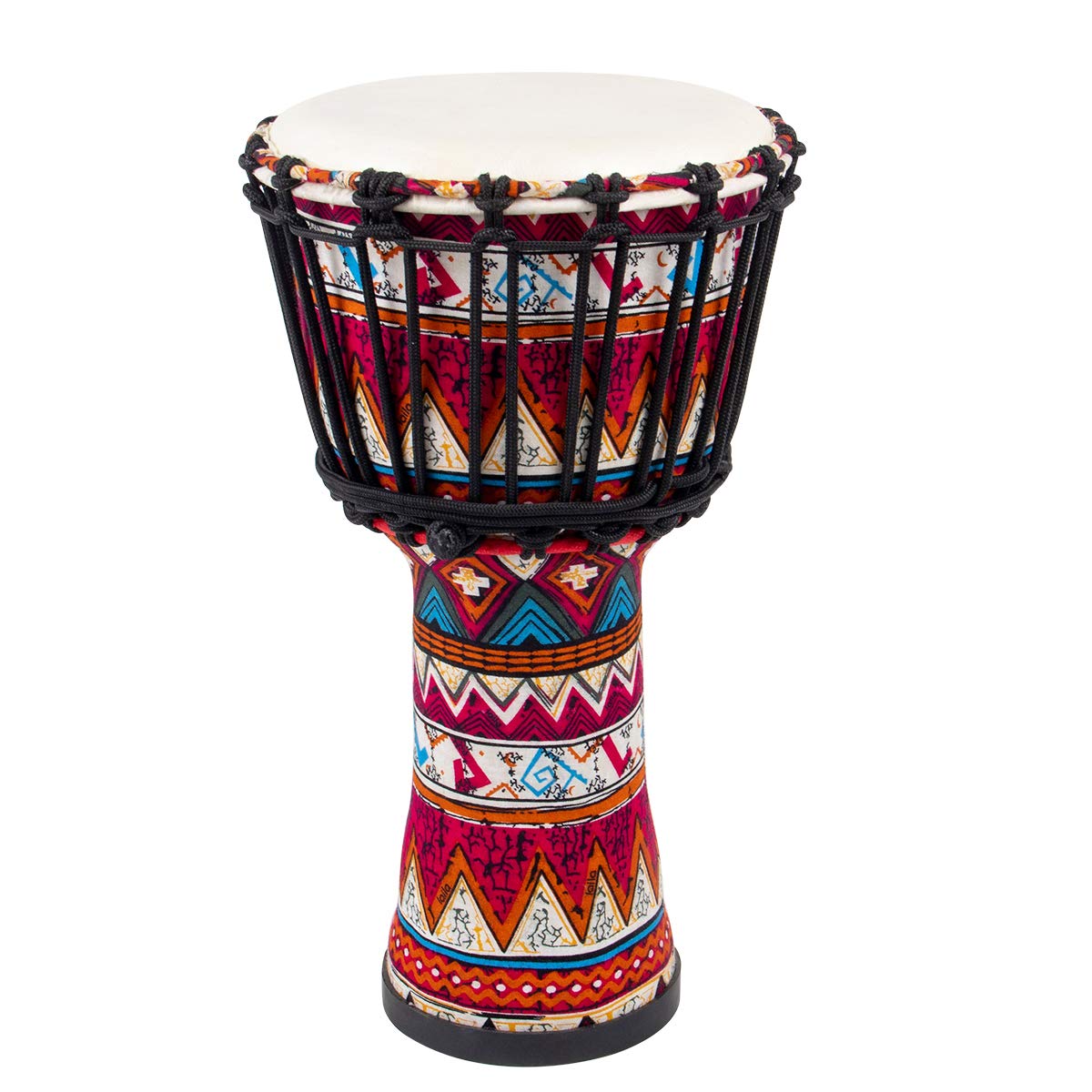 lotmusic African Djembe Drum, Standard 8 Red Cloth Stitched Congo Drum, Professional Bongo Drum With Goatskin Drumhead