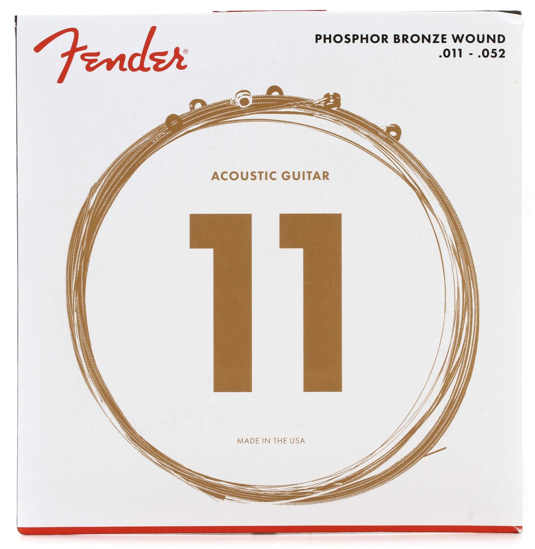 Fender Phosphor Bronze Acoustic Guitar Strings, Ball End, 60Cl .011-.052