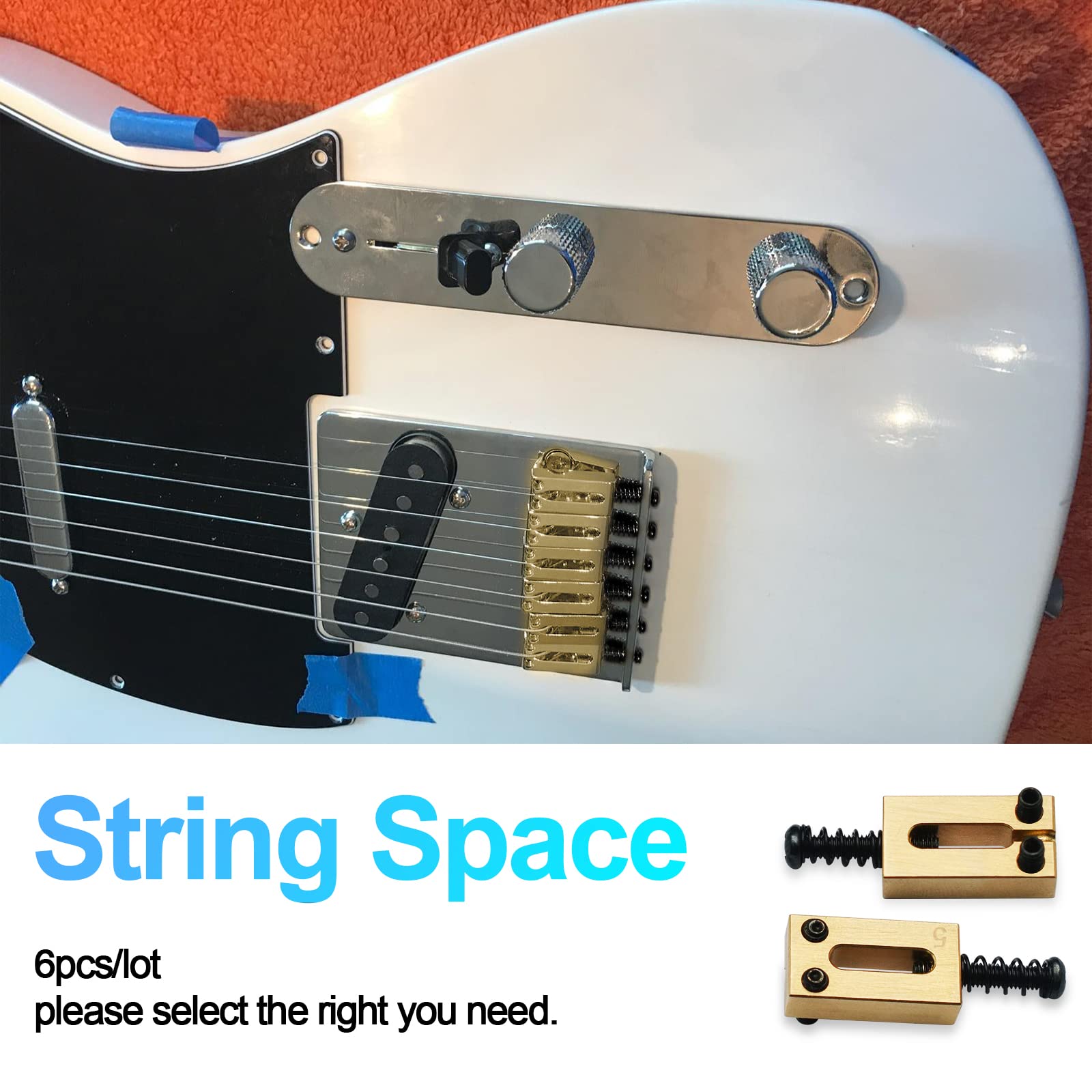 SAPHUE Brass Saddle 6pcs/Lot Pure Brass Flat Top Guitar Bridge Saddles 10.5MM for Fender Stratocaster or Telecaster