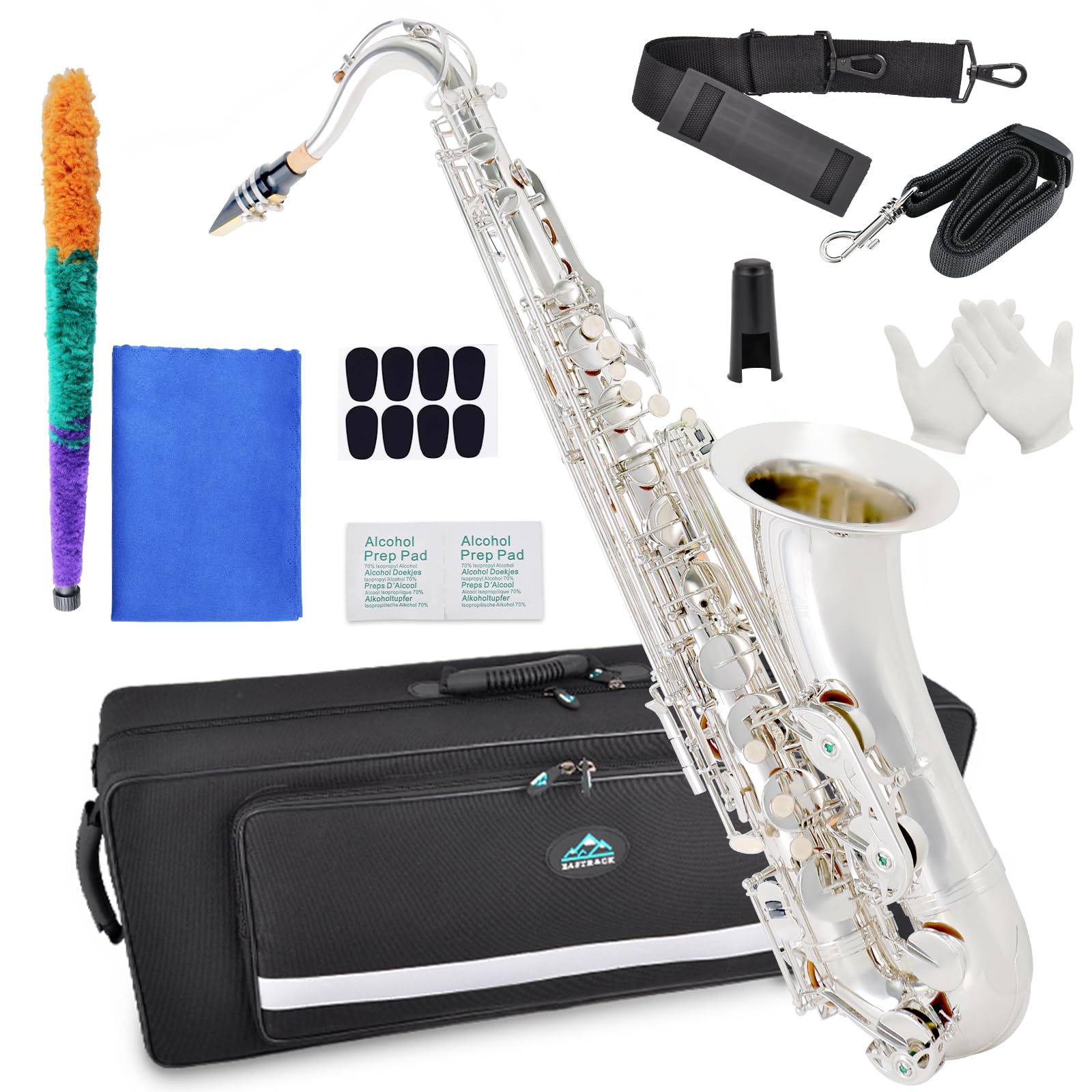 Eastrock Nickel Tenor Saxophone B Flat Tenor Sax Professional Tenor Saxophone For Beginners Students Kids And Musicians With Car