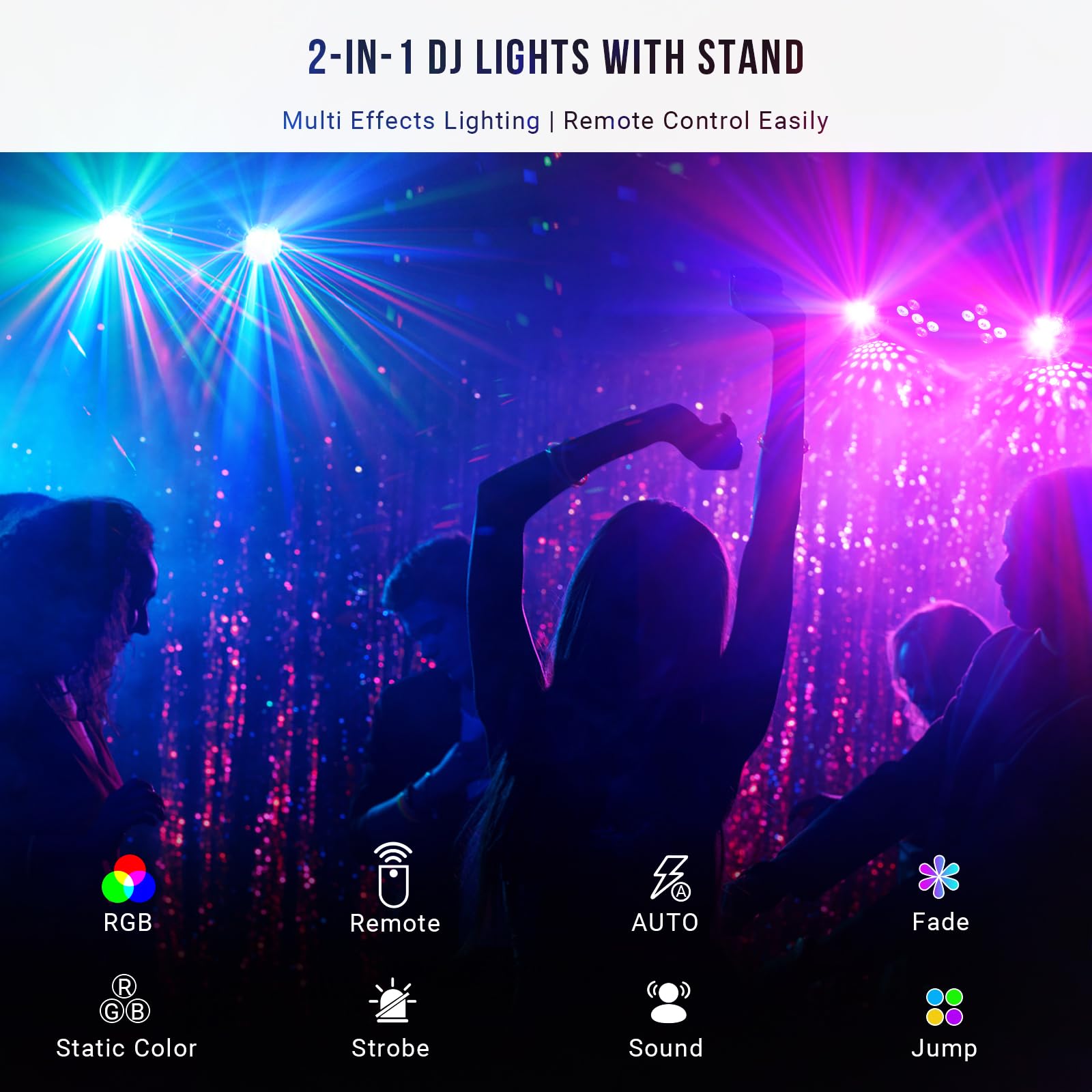 DJ Lights with Stand - YeeSite Stage Party Bar Light Set with RGB Rotating Ball LED Par Sound Activated and Remote Control DJ Li