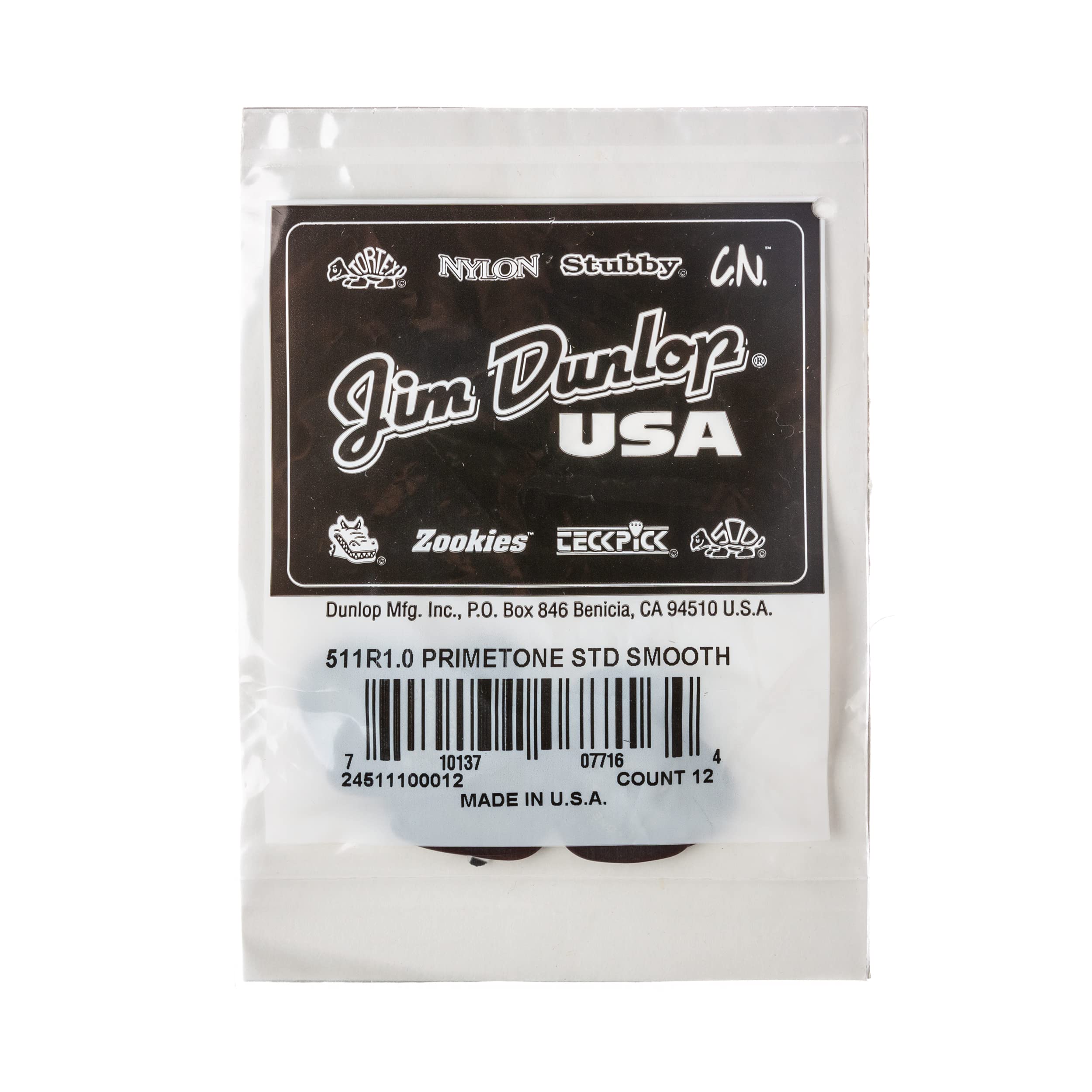 JIM DUNLOP Primetone Standard 1.0mm Sculpted Plectra (Smooth) - 12 Pack
