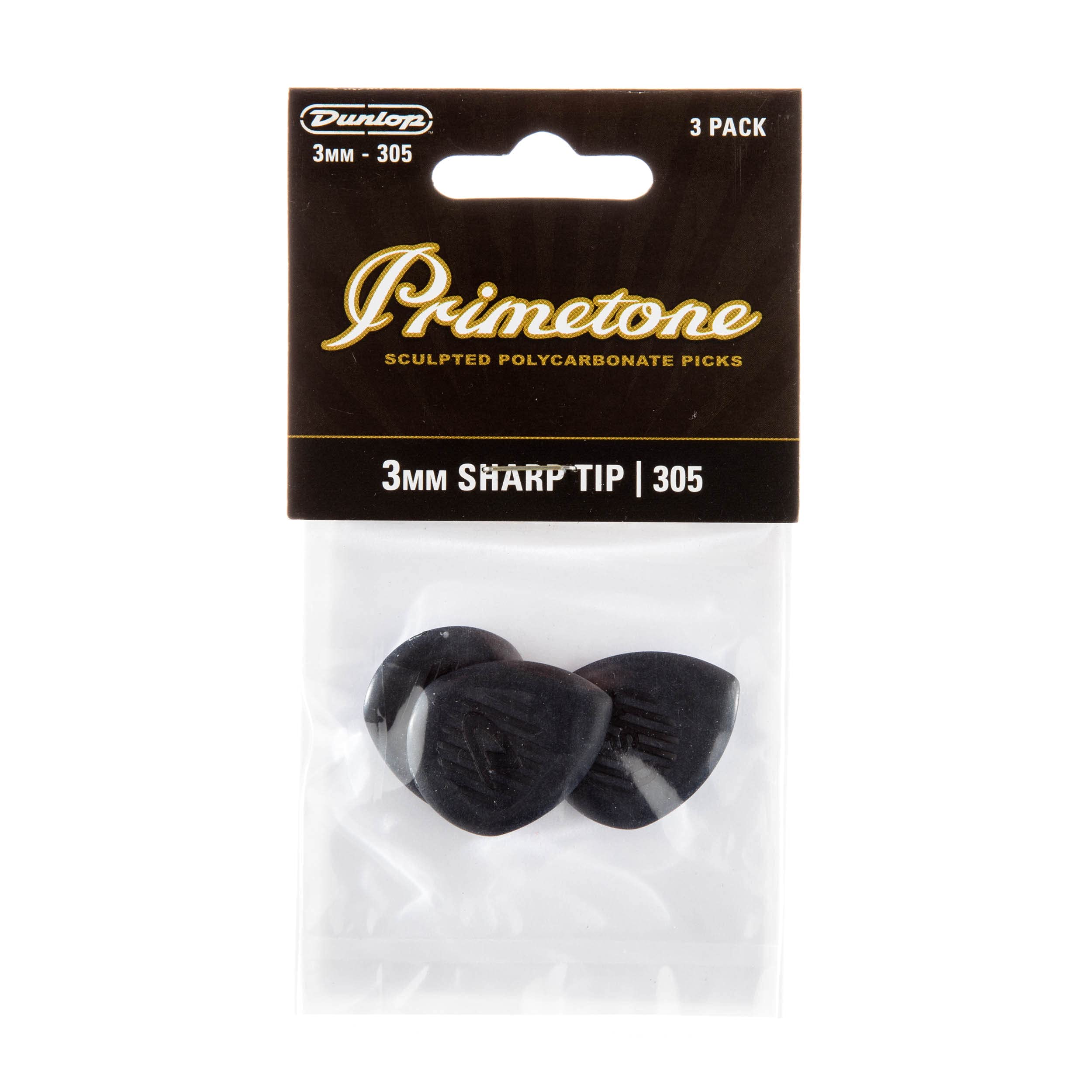 Dunlop 477P305 Primetone, Pointed Tip, 3.0mm, 3/Player's Pack