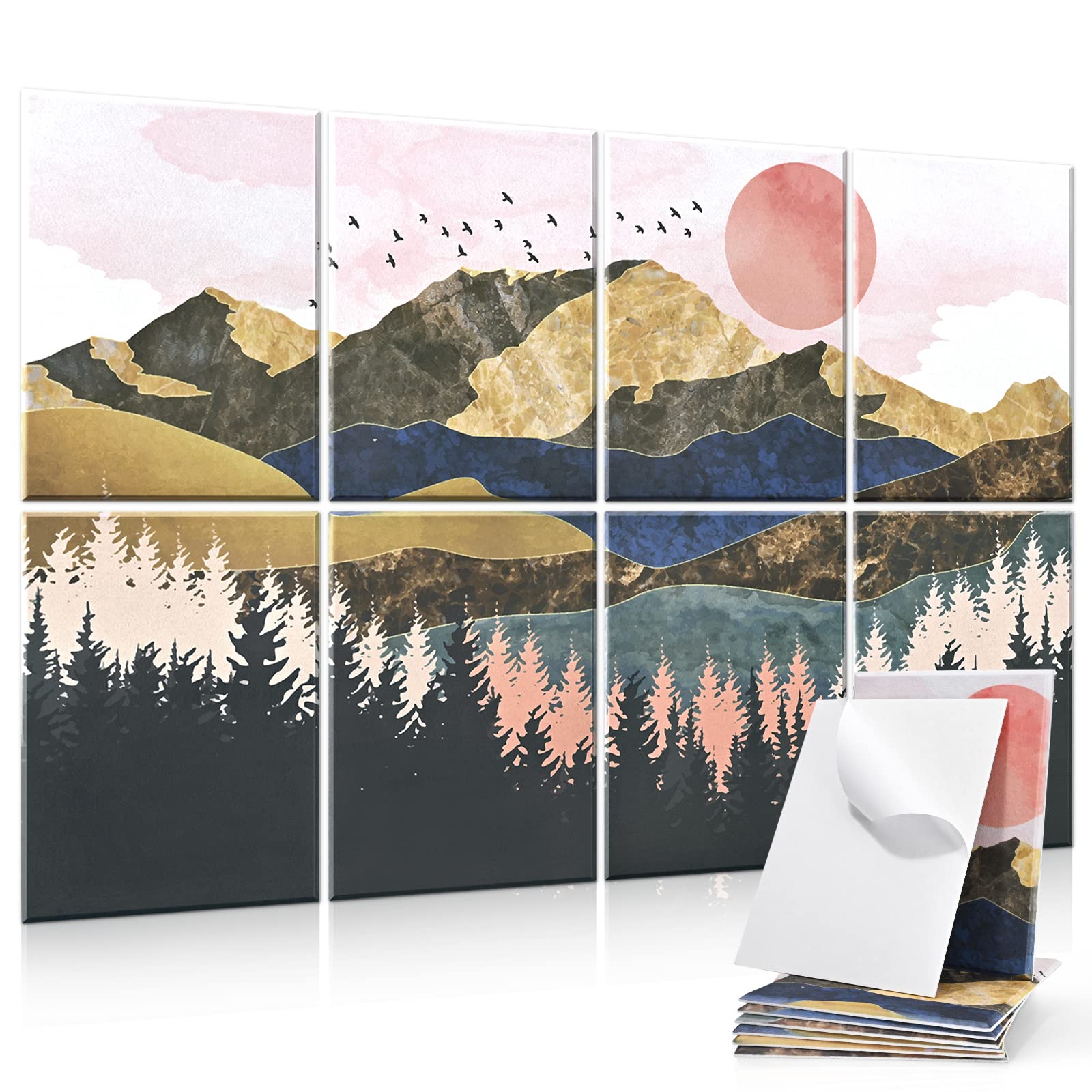 Tutmyrea Art Acoustic Panels, 48''X32'' Self-Adhesive Sound Proofing Padding, 8 Pack Acoustical Soundproof Wall Panels, Decorati