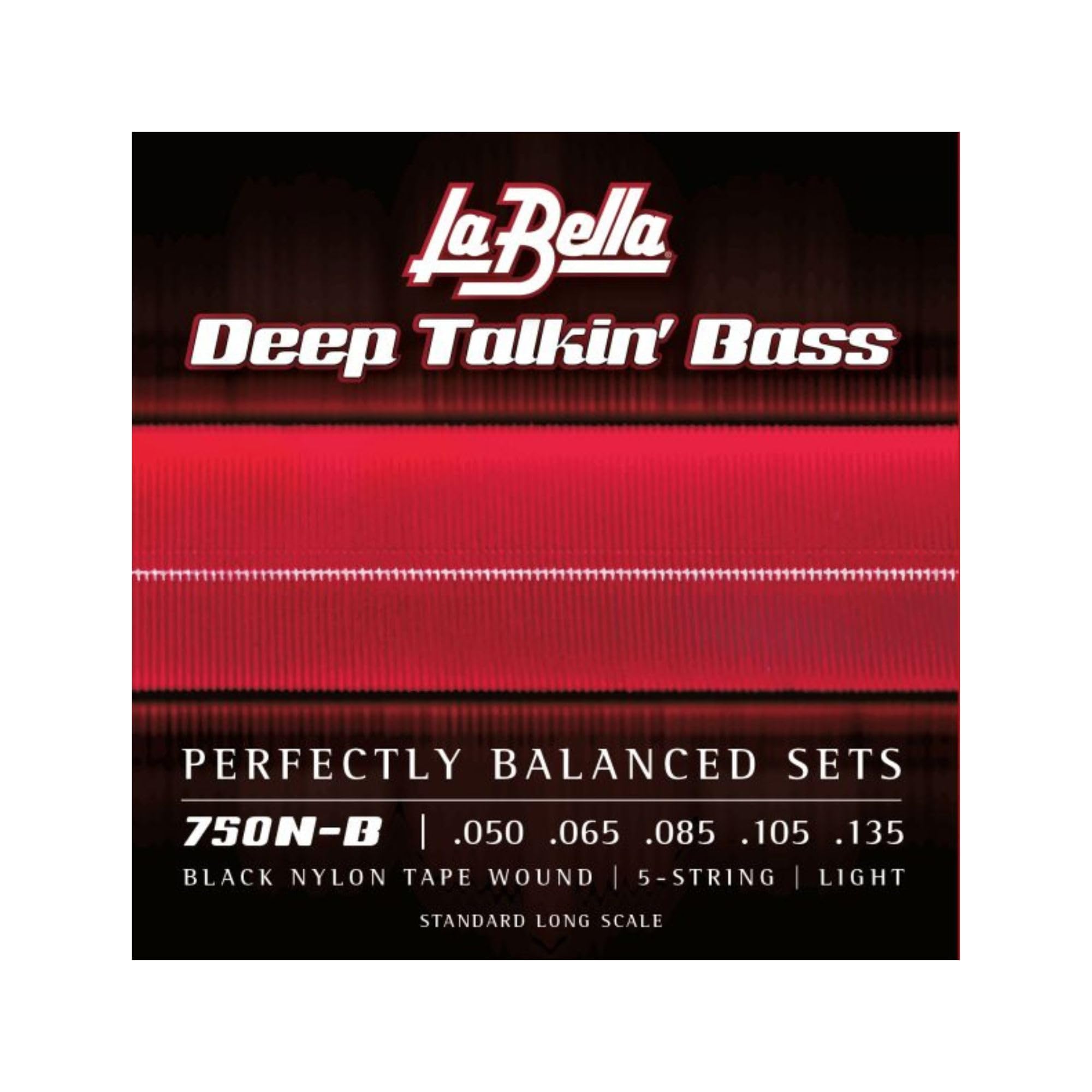La Bella 750N-B Black Nylon Tapewound Bass Strings - Light 5-string