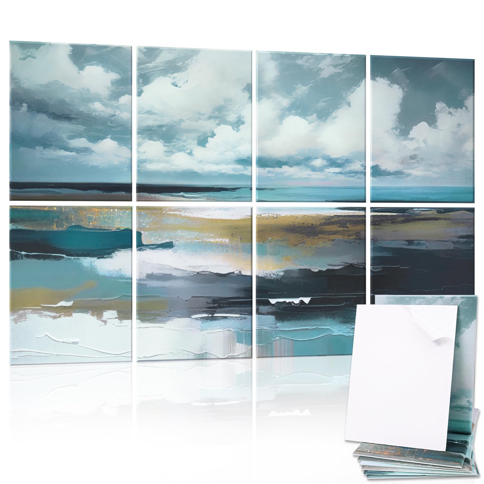 Atawlege 8 Pack Art Acoustic Panels, 48''X32'' Self-Adhesive Soundproof Wall Panels, Decorative Sound Absorbing Panel, Acoustic