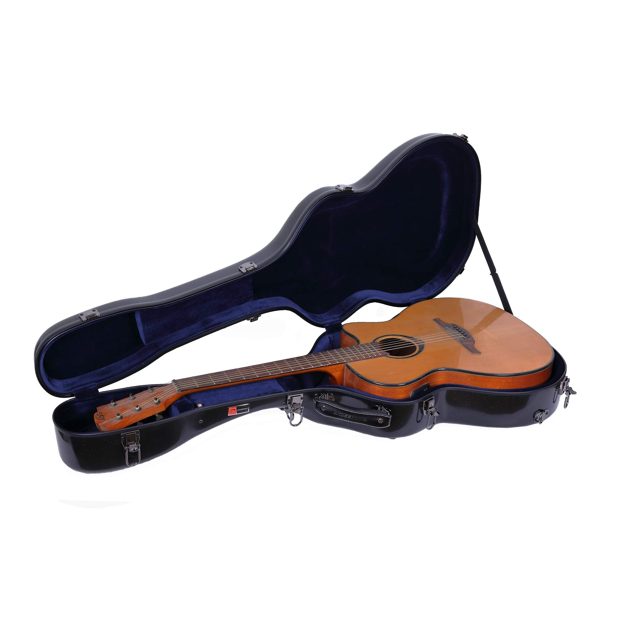 Crossrock Fiberglass Acoustic Guitar Case with TSA Lock for Martin Grand Performance-Black(CRF2020GABK)