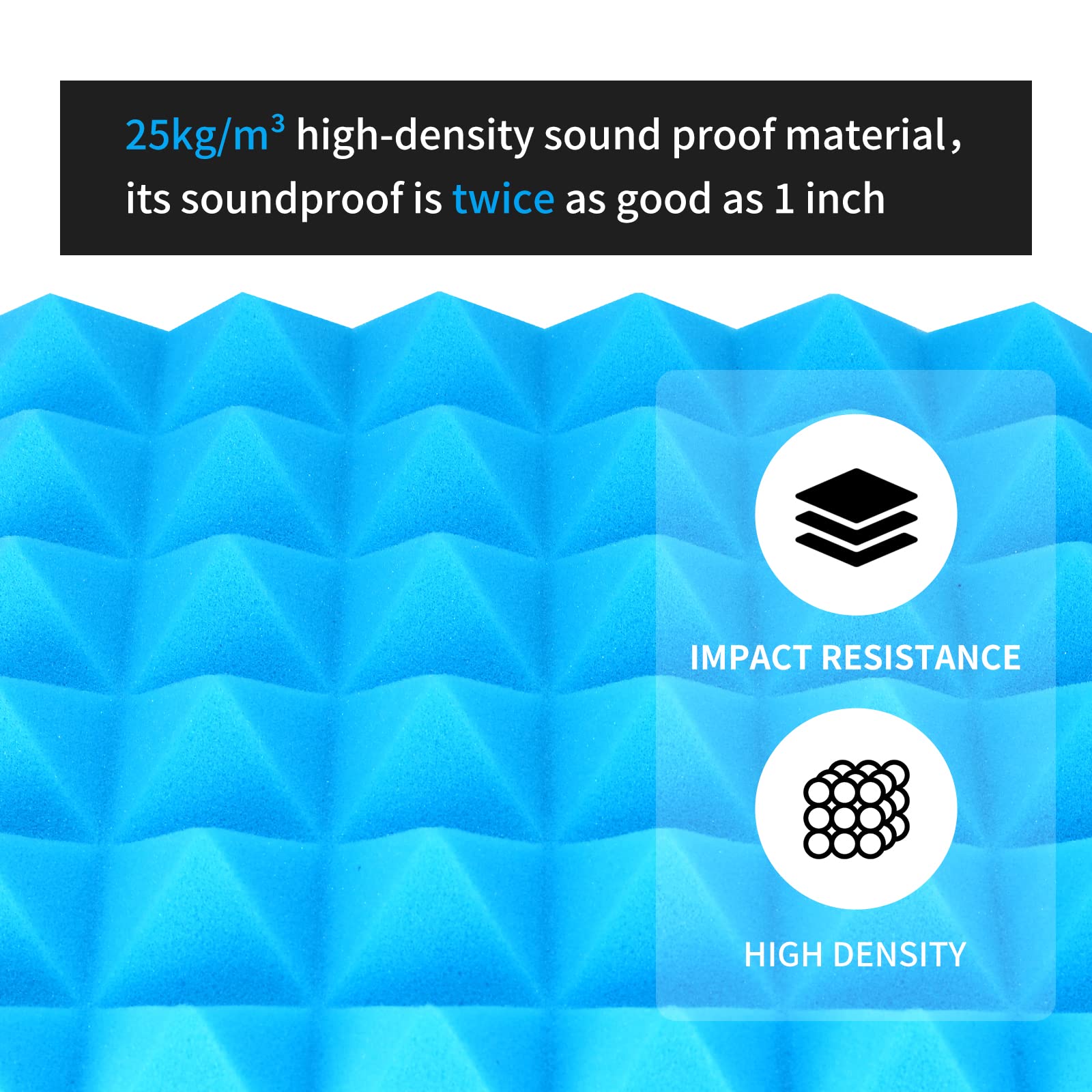 Musfunny Sound Proof Acoustic Foam Panels, 12 Pcs 2 '' x 12 '' x 12 '' Acoustic Panels Sound Absorbing Wall Panels for Studio Re
