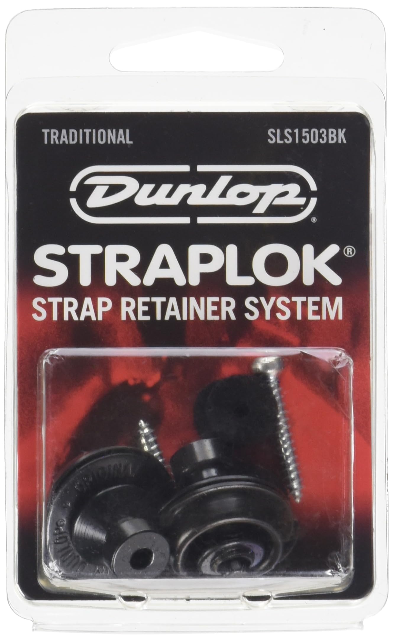 Jim Dunlop Straplok Traditional Strap Retainer System, Black, Large