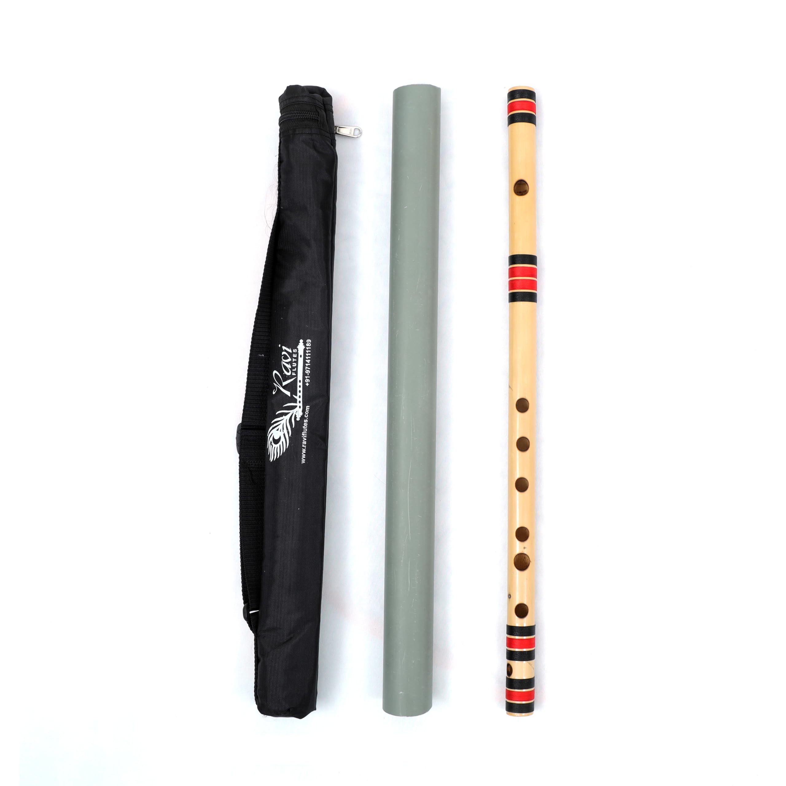 Ravi Flutes C Sharp Middle Bamboo Flute 18.5 Inches | Professional Bansuri For Beginners & Professionals | Indian Musical Instru