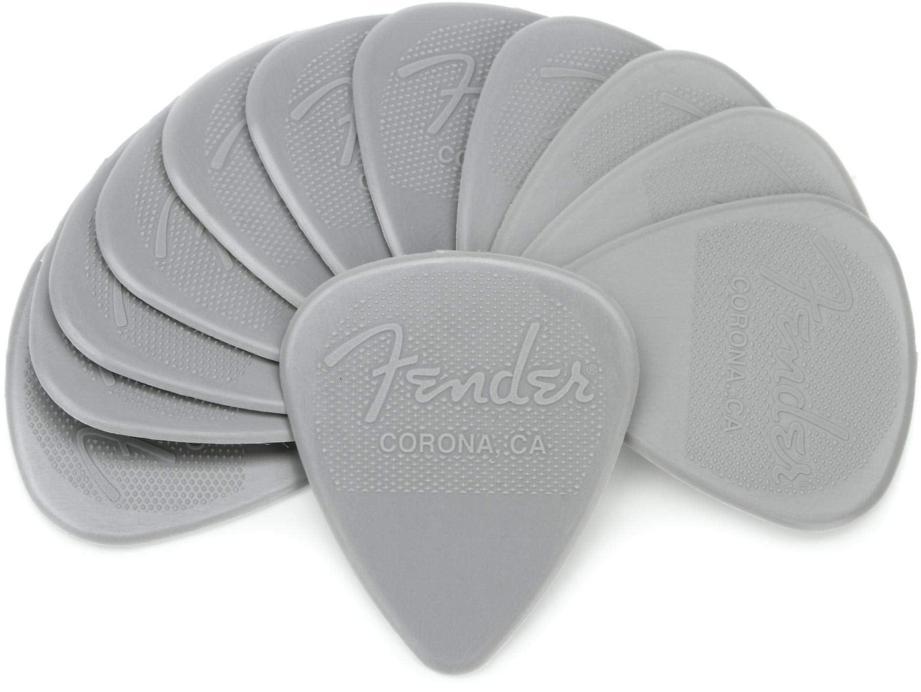 Fender Nylon Guitar Picks 351 Shape, Guitar Accessories, Gray, 0.73Mm, 12-Pack