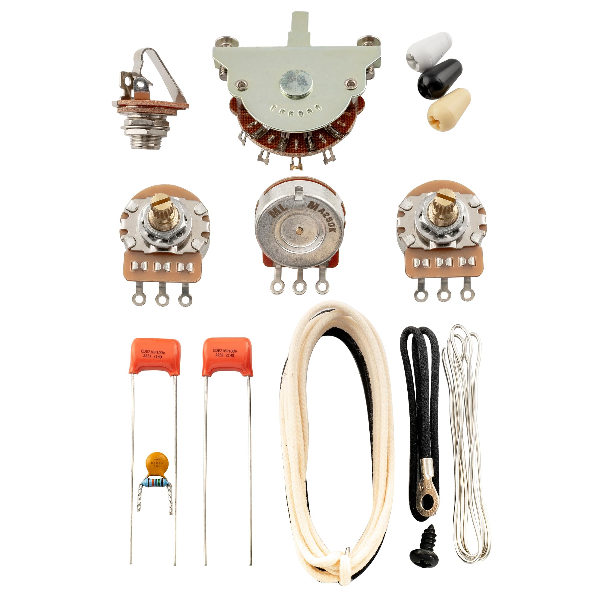 Musiclily Pro Guitar Auto-Split DIY Wiring Kit Upgrade for American Style Strat HSS Stratocaster with 5-Way Switch and 3A250K Po