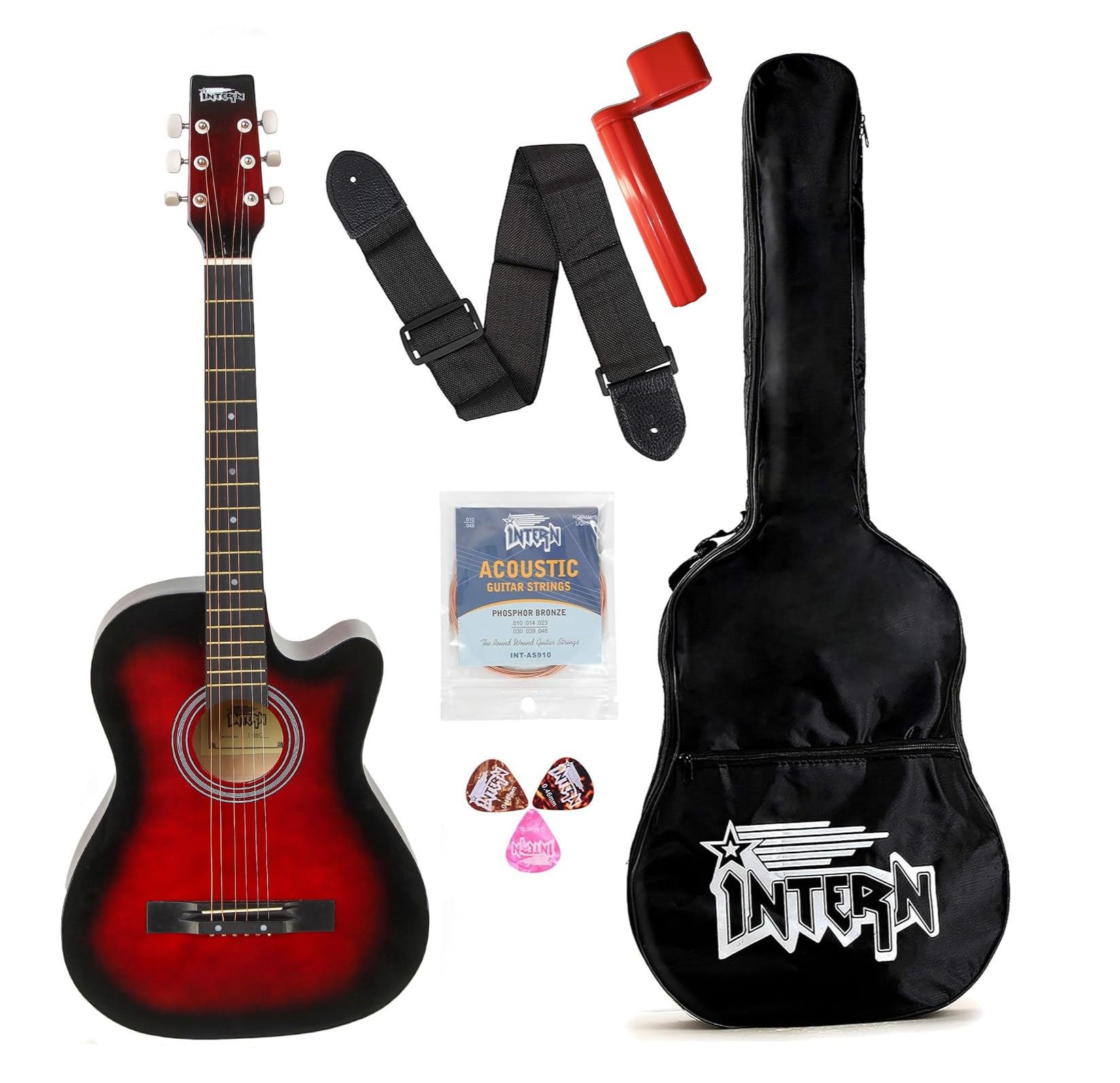 Intern INT-38C Acoustic Guitar Kit (Red)
