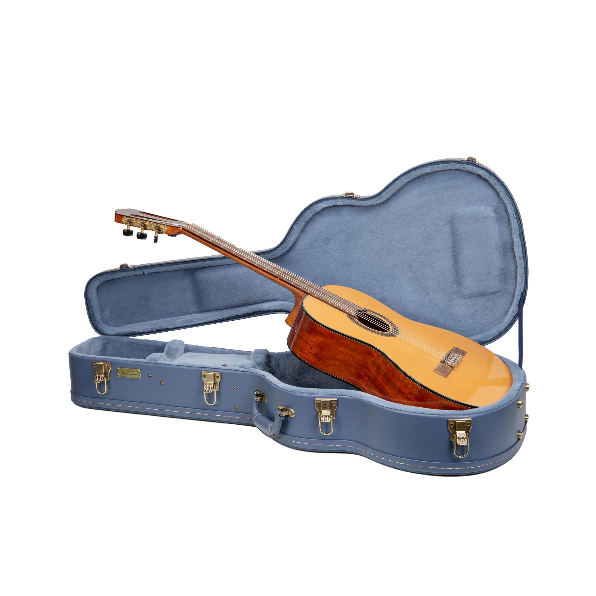 Crossrock Relief Series Classical Guitar Case For 4/4 Nylon-String | Carved Smoke Blue Finish, Monochrome Blue Velvet Interior,
