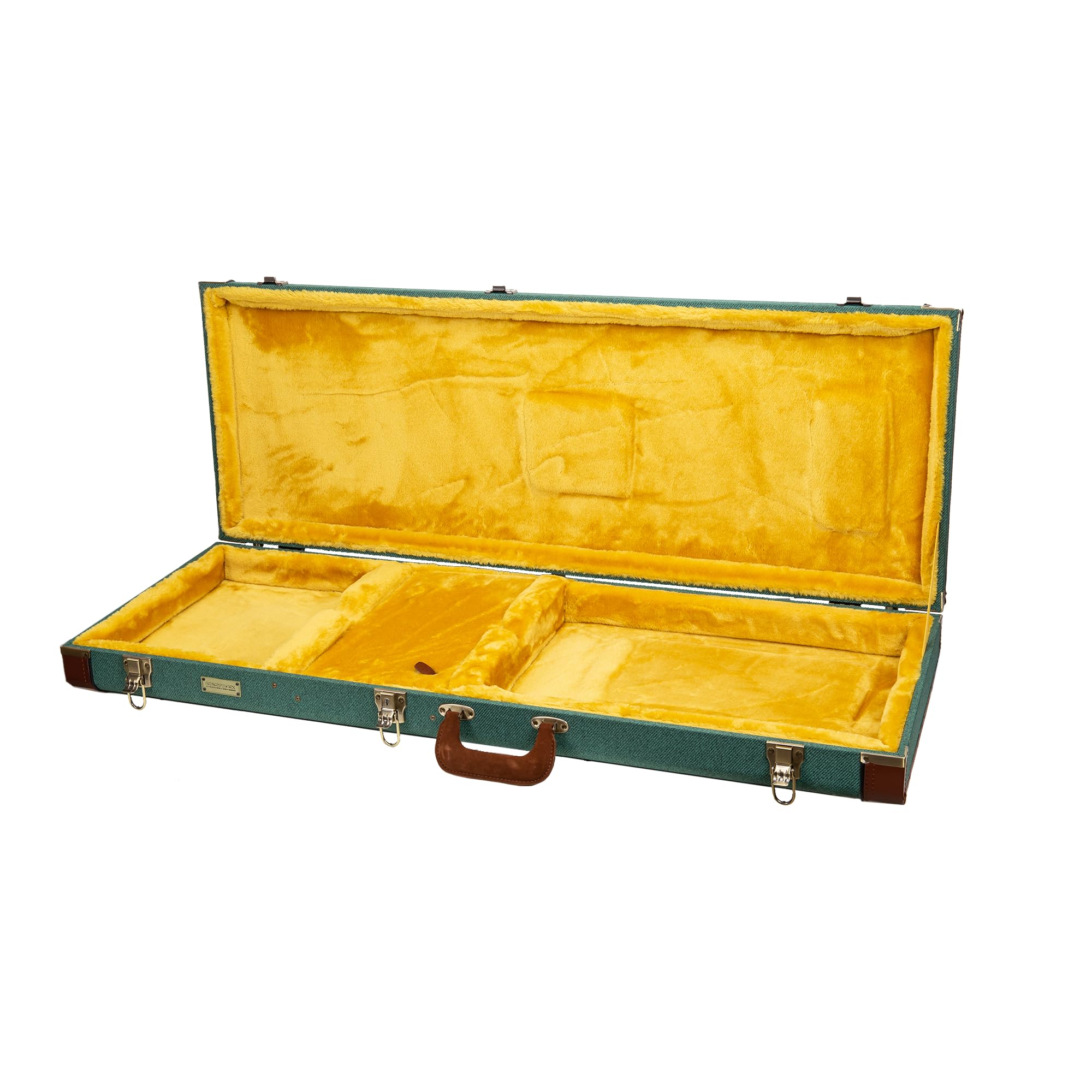 Crossrock Master Series Jazzmaster/Jaguar Style Electric Guitar Case | Malachite Blue Tweed Exterior, Re-Engineered Wooden Shell