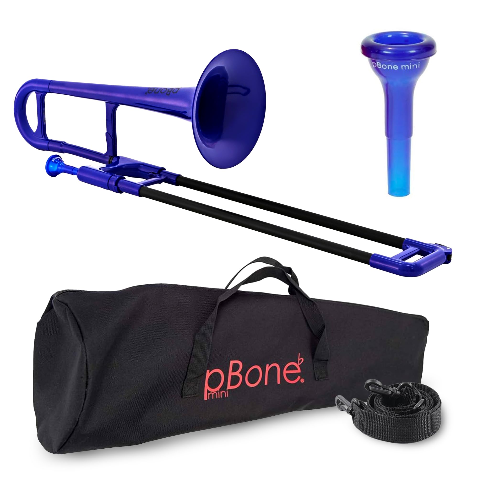 pBone Plastic Kids pBone Mini Trombone - Mouthpiece and Carrying Bag- Lightweight Versatile, Comfortable Ergonomic Grip- Eb Auth