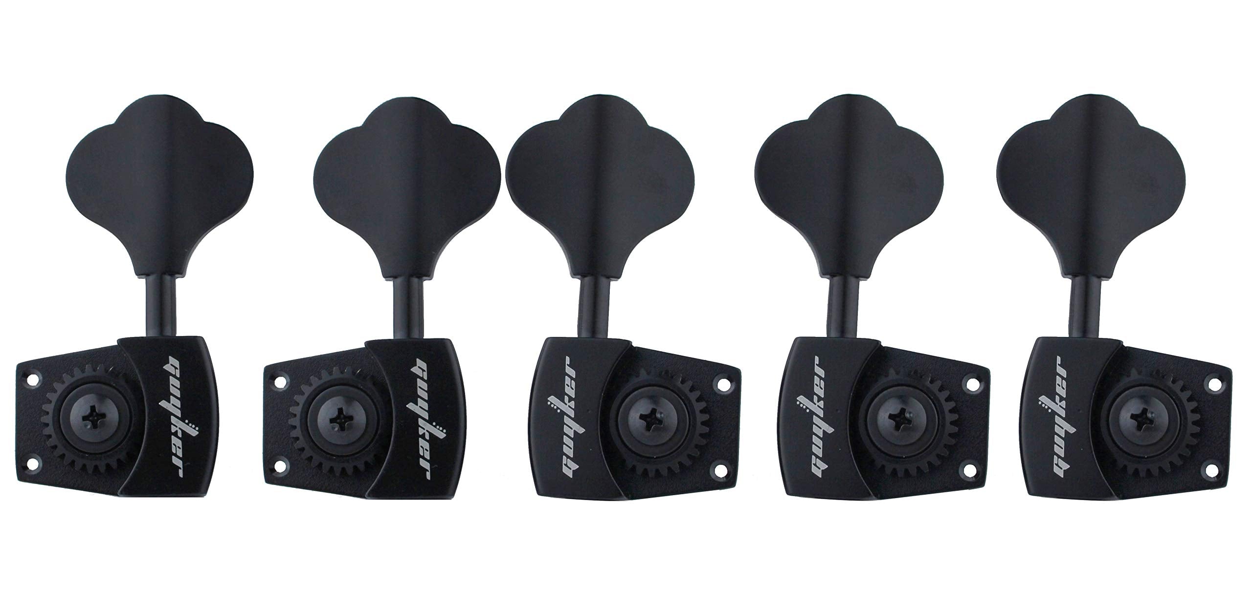 Guyker Bass Tuners (3R + 2L) - 1:26 Ratio Open Gear Tuning Key Pegs Machine Head Replacement For Electric Jazz Guitar Bass Or Pr